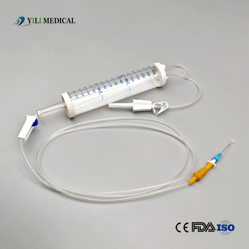 Conjunto de infusión de bureta desechable con puerto de inyección Luer Slip y Luer Lock 150ml con agujas
