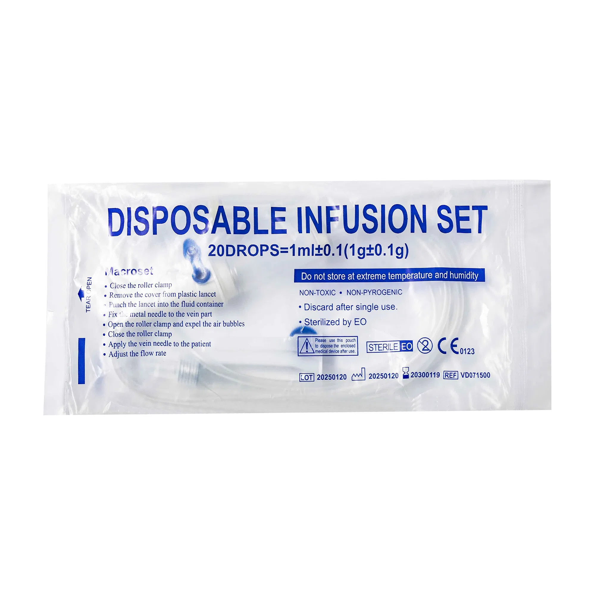 Juego de infusión IV de suministro médico con ventilación de aire