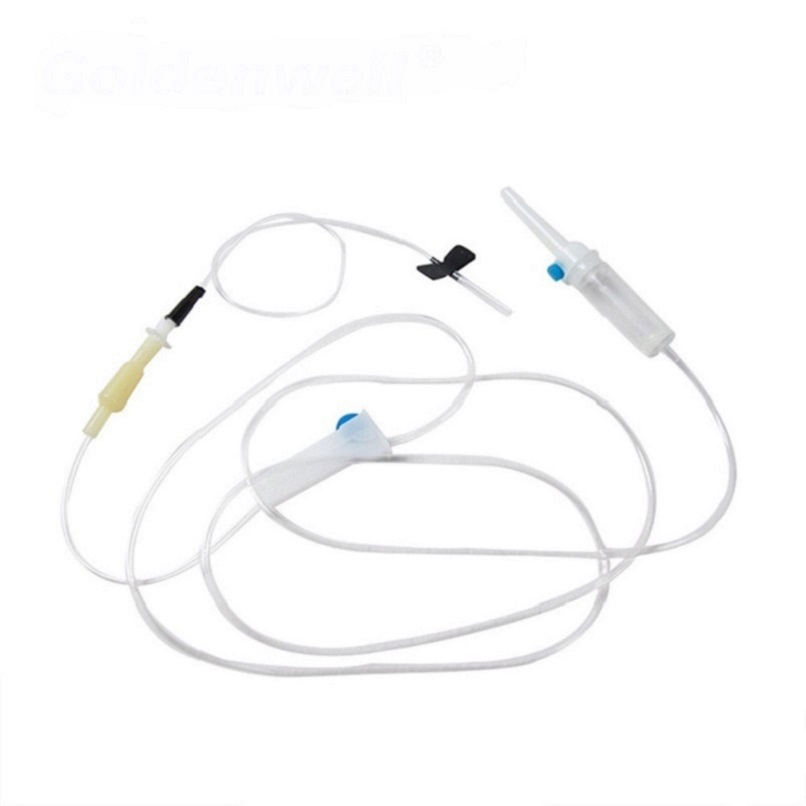Conjunto de infusión de extensión de regulador de flujo intravenoso
