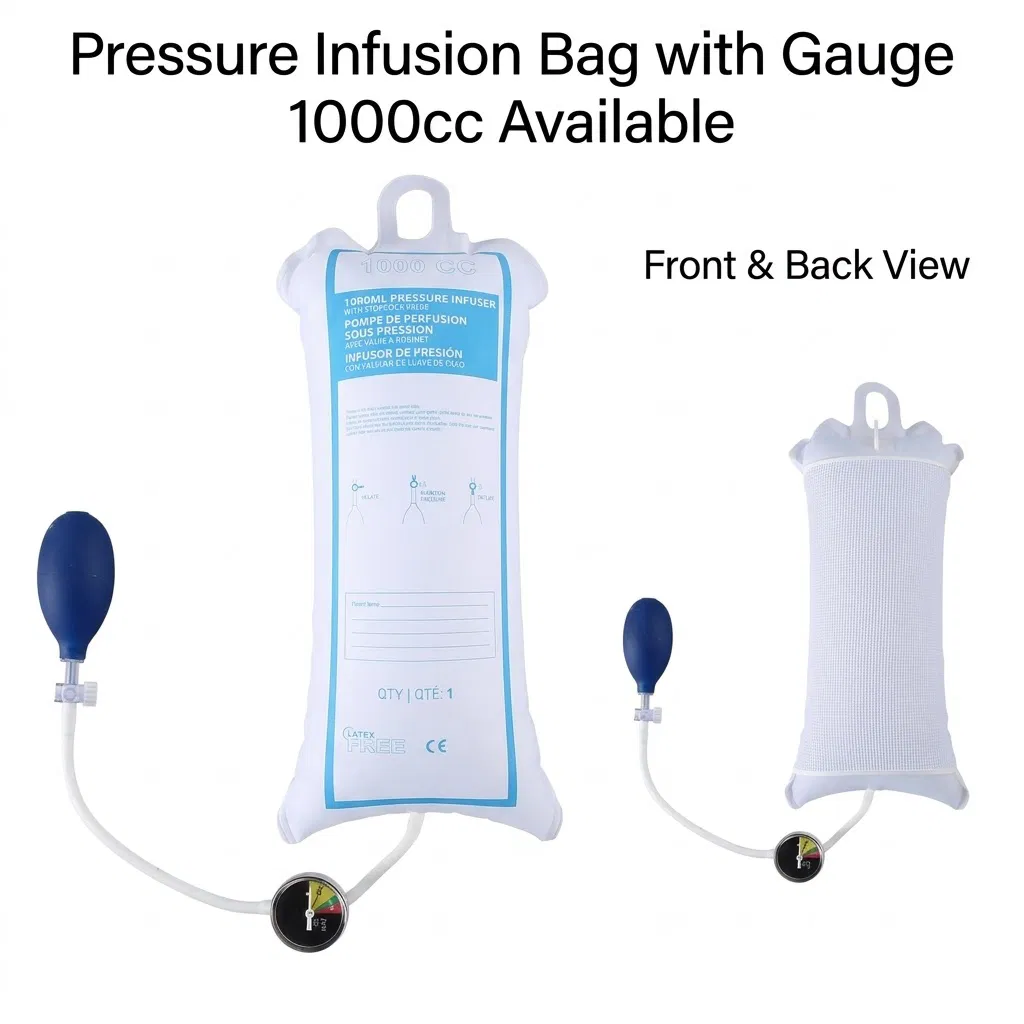 Bolsa de infusión de presión IV médica desechable de un solo uso para infusión rápida de fluidos en emergencias de UCI