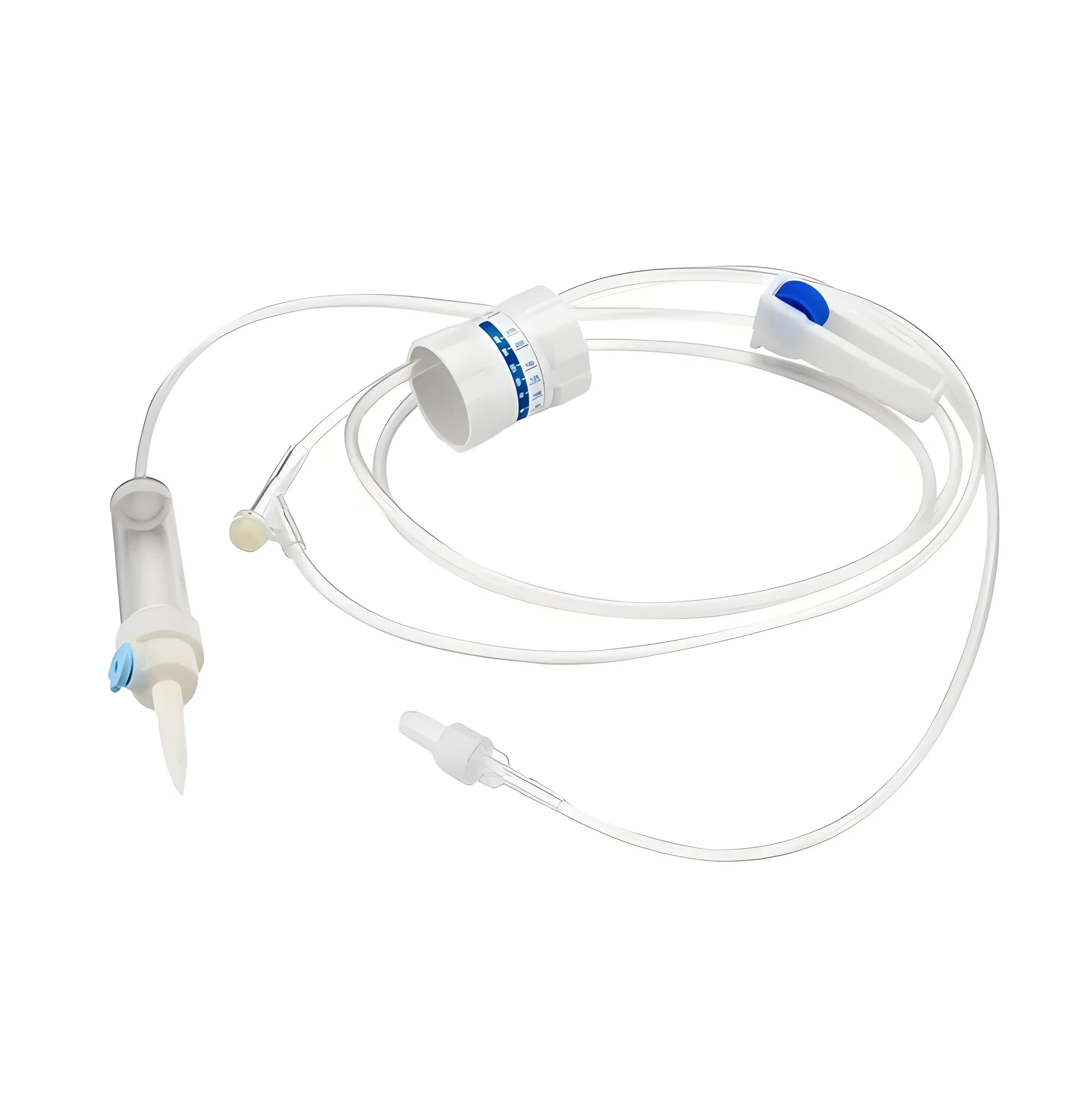 Conjunto de infusión IV desechable con regulador de flujo