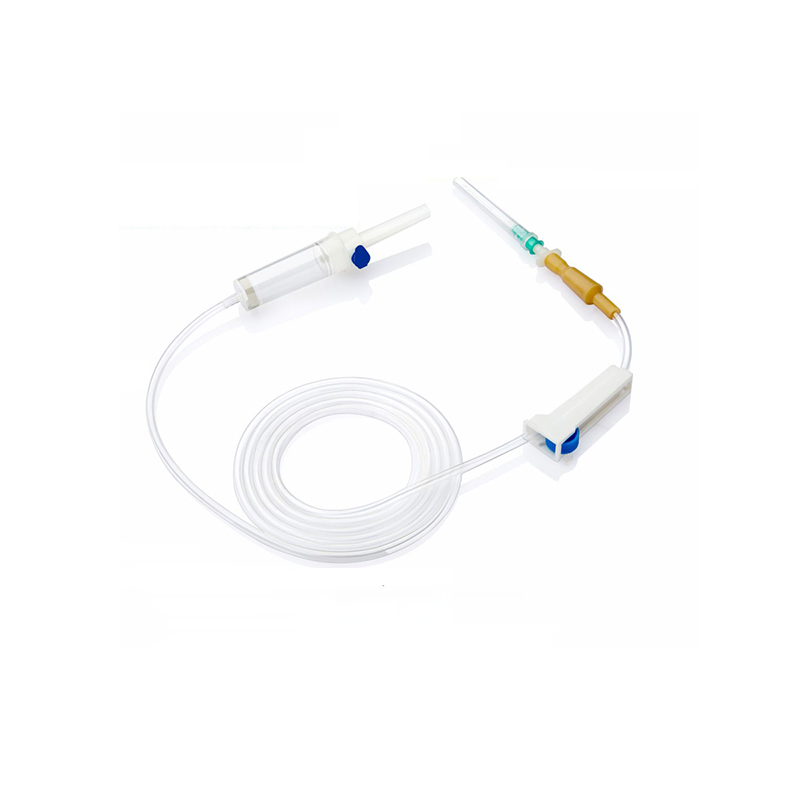 Conjunto de infusión intravenosa desechable médica con regulador de flujo