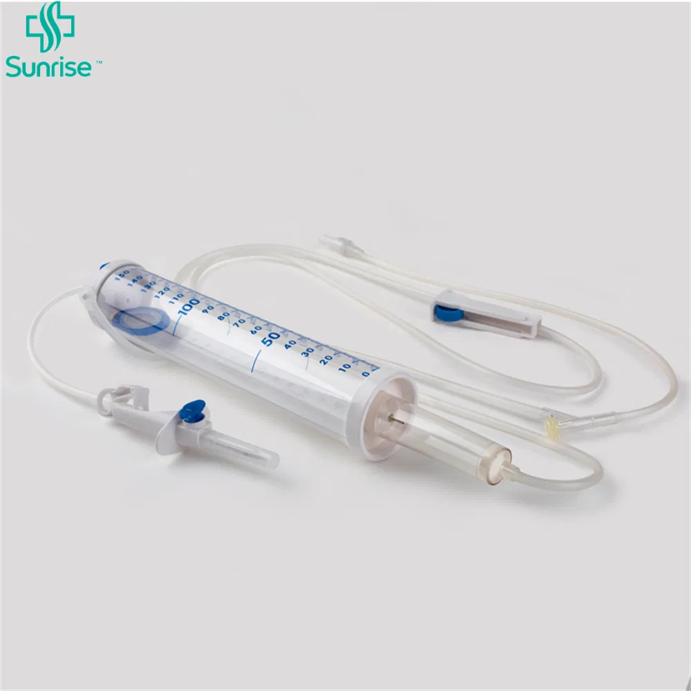 Set de infusión tipo bureta ajustable por gravedad con aguja
