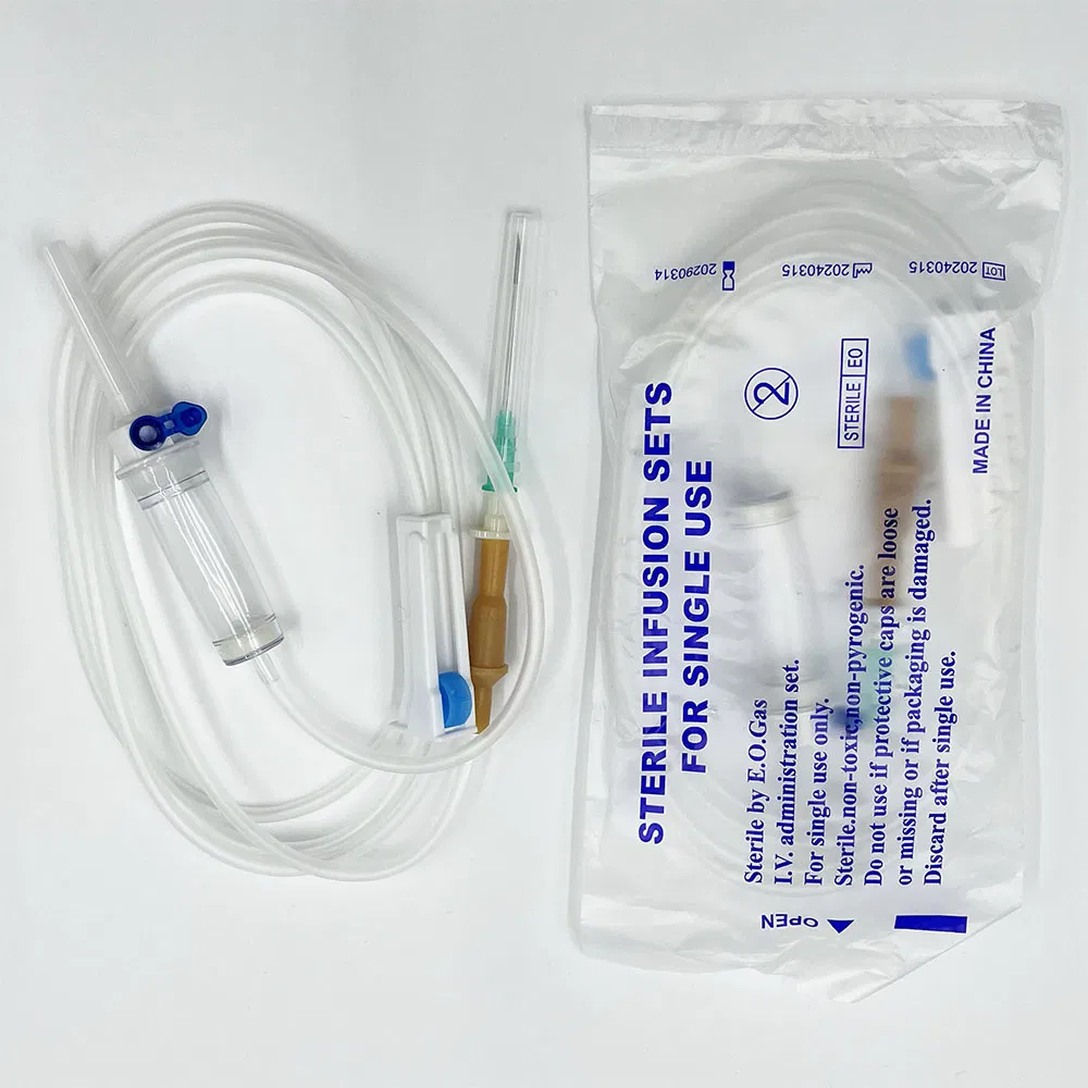 Buen set de infusión de alta precisión y buena seguridad con regulador micro, aguja mariposa deslizante, vena escalpiana, soluset