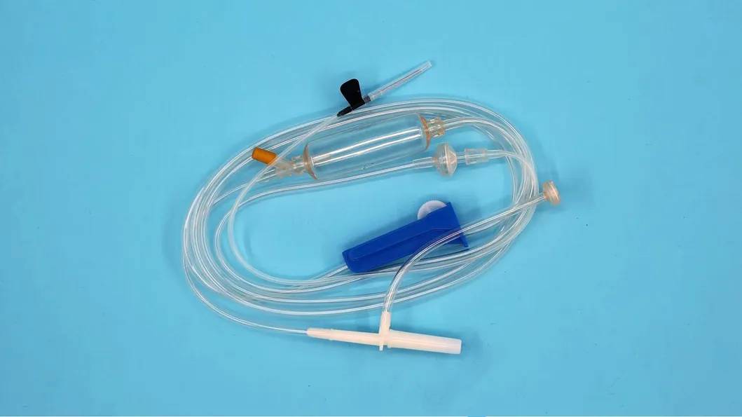 Juego de infusión IV desechable con regulador de flujo de precisión con micro regulador