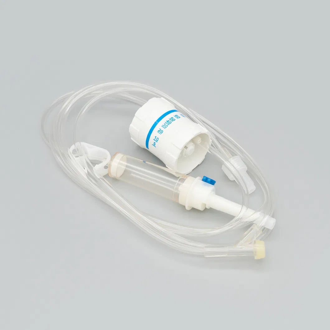Juego de infusión desechable médico con aguja, cámara de goteo con filtro y conector en Y