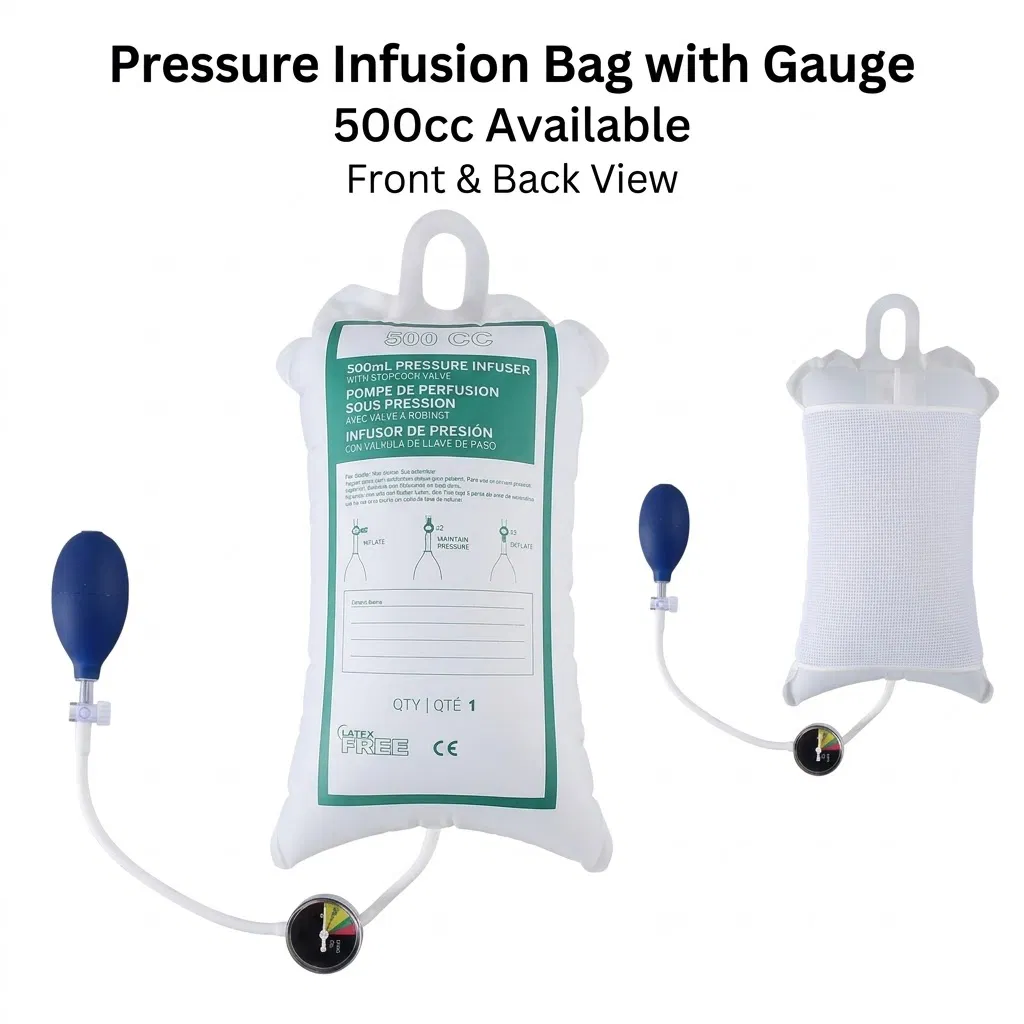 Bolsa de infusión de presión IV médica desechable de un solo uso para infusión rápida de fluidos en emergencias de UCI