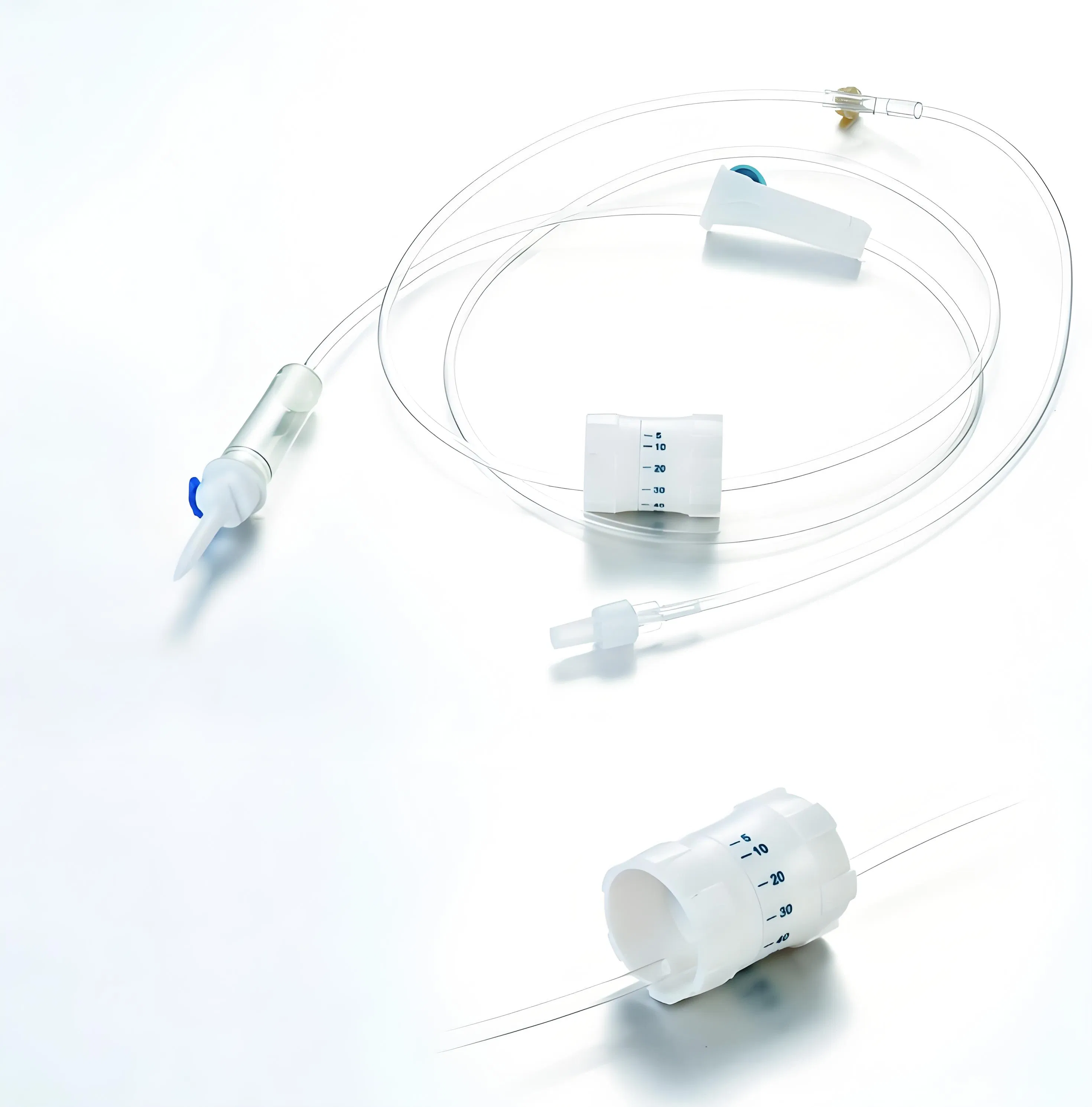 Conjunto de infusión IV desechable con regulador de flujo