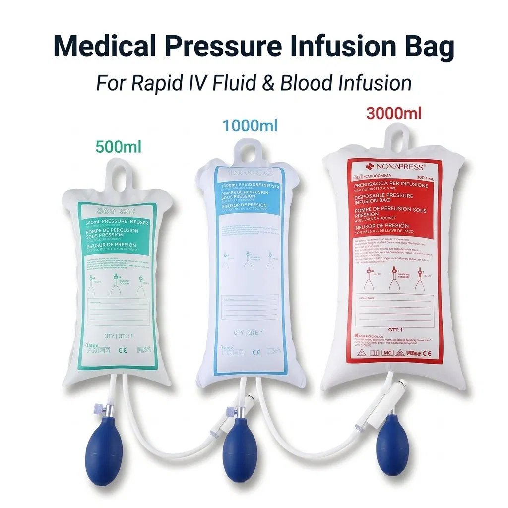 Bolsa de infusión de presión IV desechable de un solo uso para administración rápida de fluidos médicos en hospital o clínica