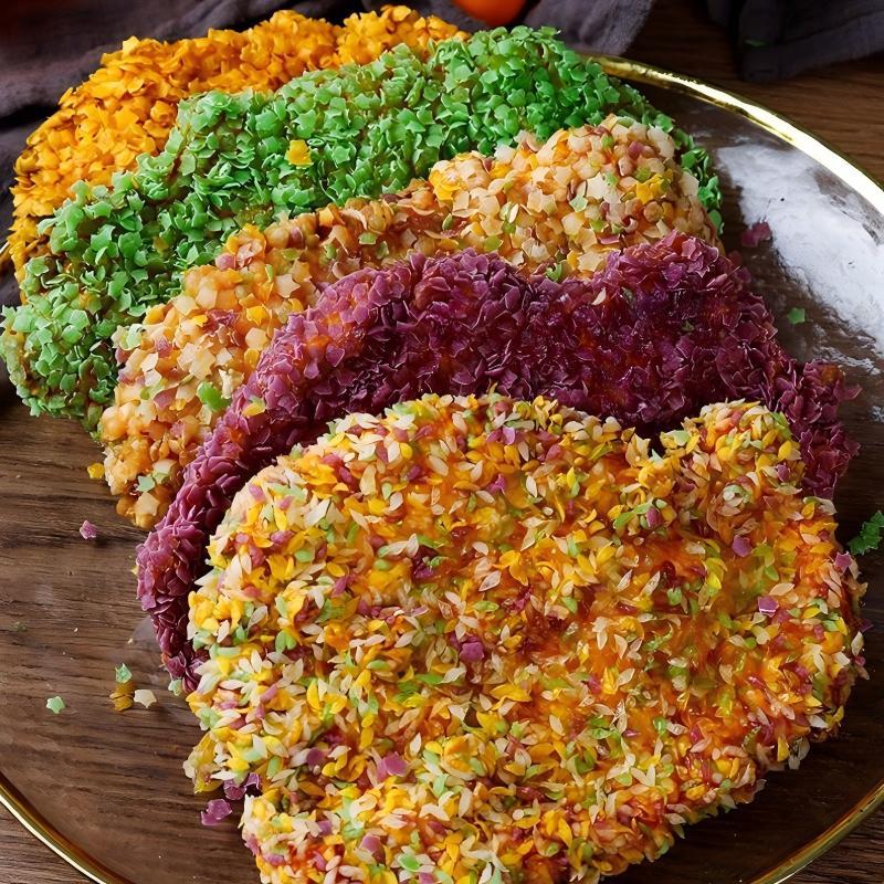 Fruit and vegetable colored breadcrumbs, crispy bread crumbs, healthy fried breading, commercial bulk packaging, colored breading