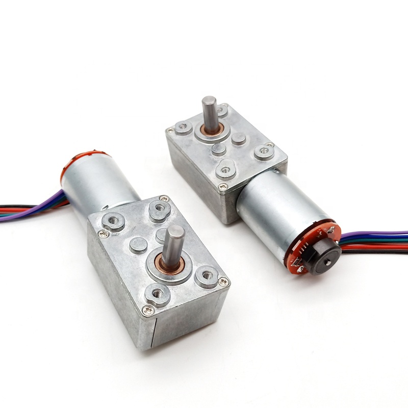 6v 12v 24v 370 Electric Permanent Magnet Brush DC Motor Plus 32*46mm High Torque Worm Gearbox Motor with Option Encoder