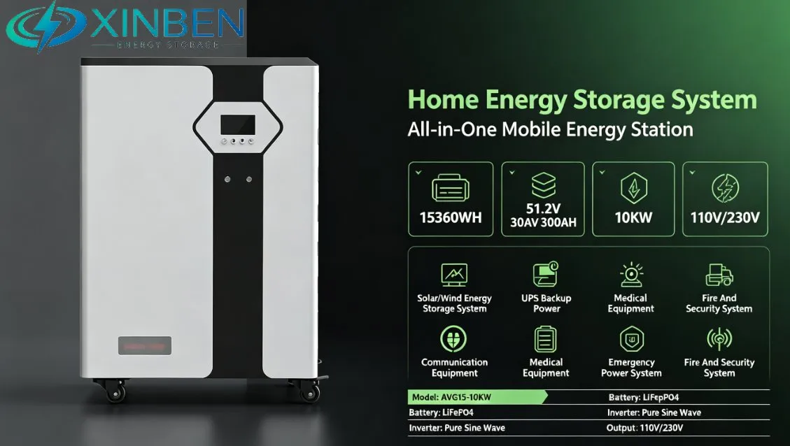Standalone off-Grid Solar Power Supply All-in-One Ess 10kw Pure Sine Wave Output 15360wh Wheeled Household Lithium Energy Storage Machine