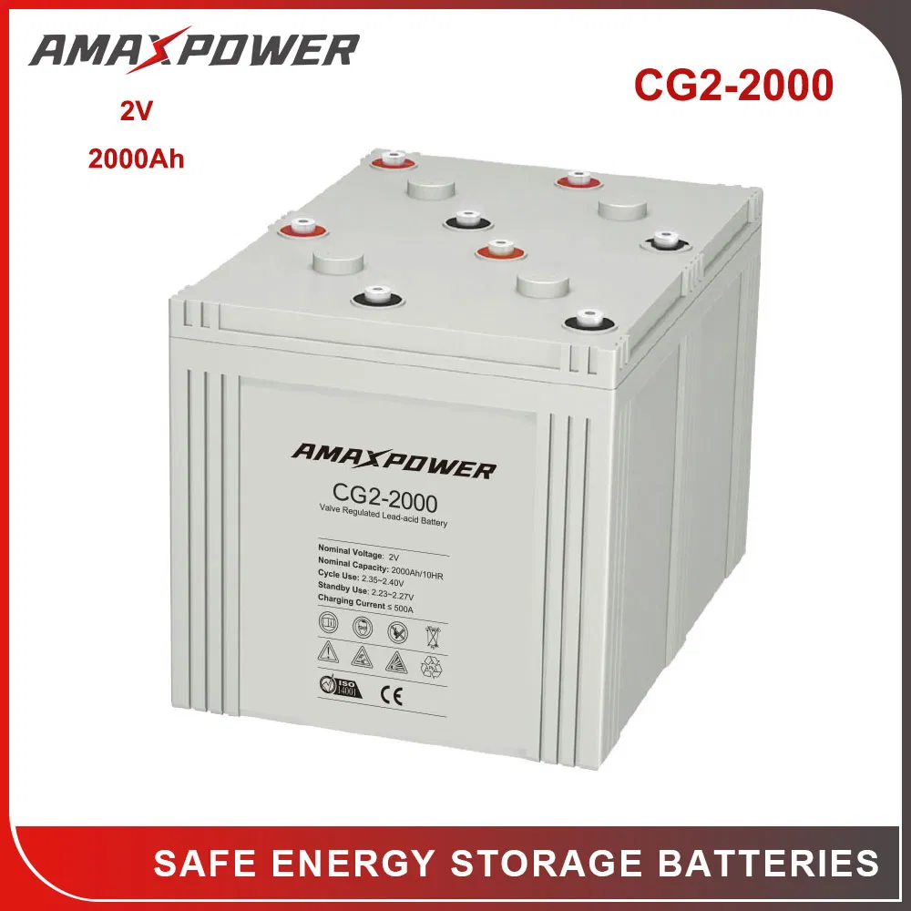 Batería de Ácido Plomo Ciclo Profundo AGM VRLA Sellada Recargable Amaxpower para Sistema de Almacenamiento de Energía Solar de Telecomunicaciones en el Hogar Vs Trojan Vision 2V 500ah/800ah/1000ah