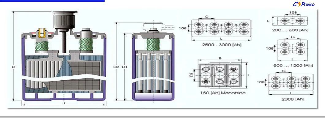 Estructura de la batería tubular OPzV