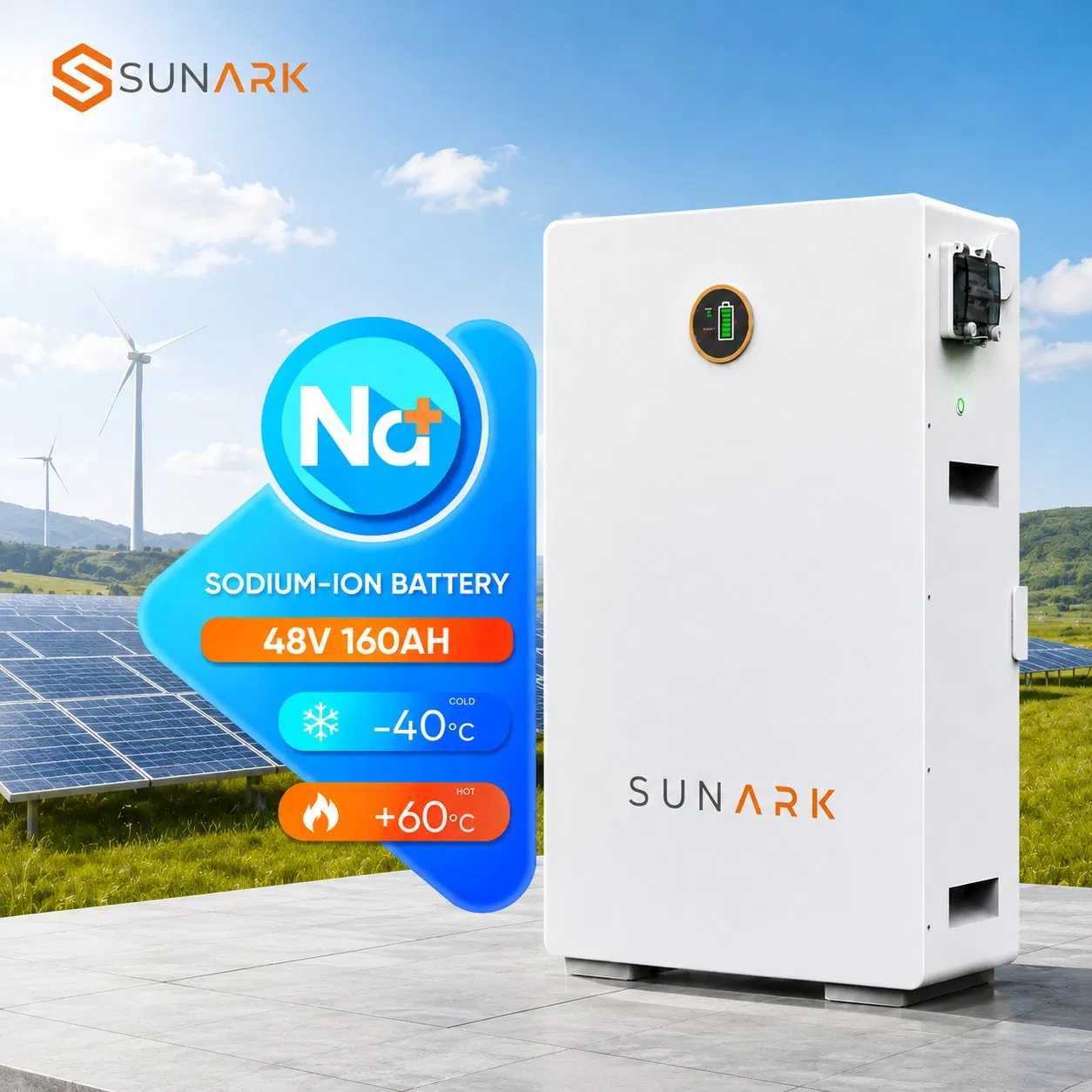 Batería de Ion de Sodio Residencial Sunark 48V 160ah 7.68kwh Batería de Montaje en Pared Solar para Independencia Energética