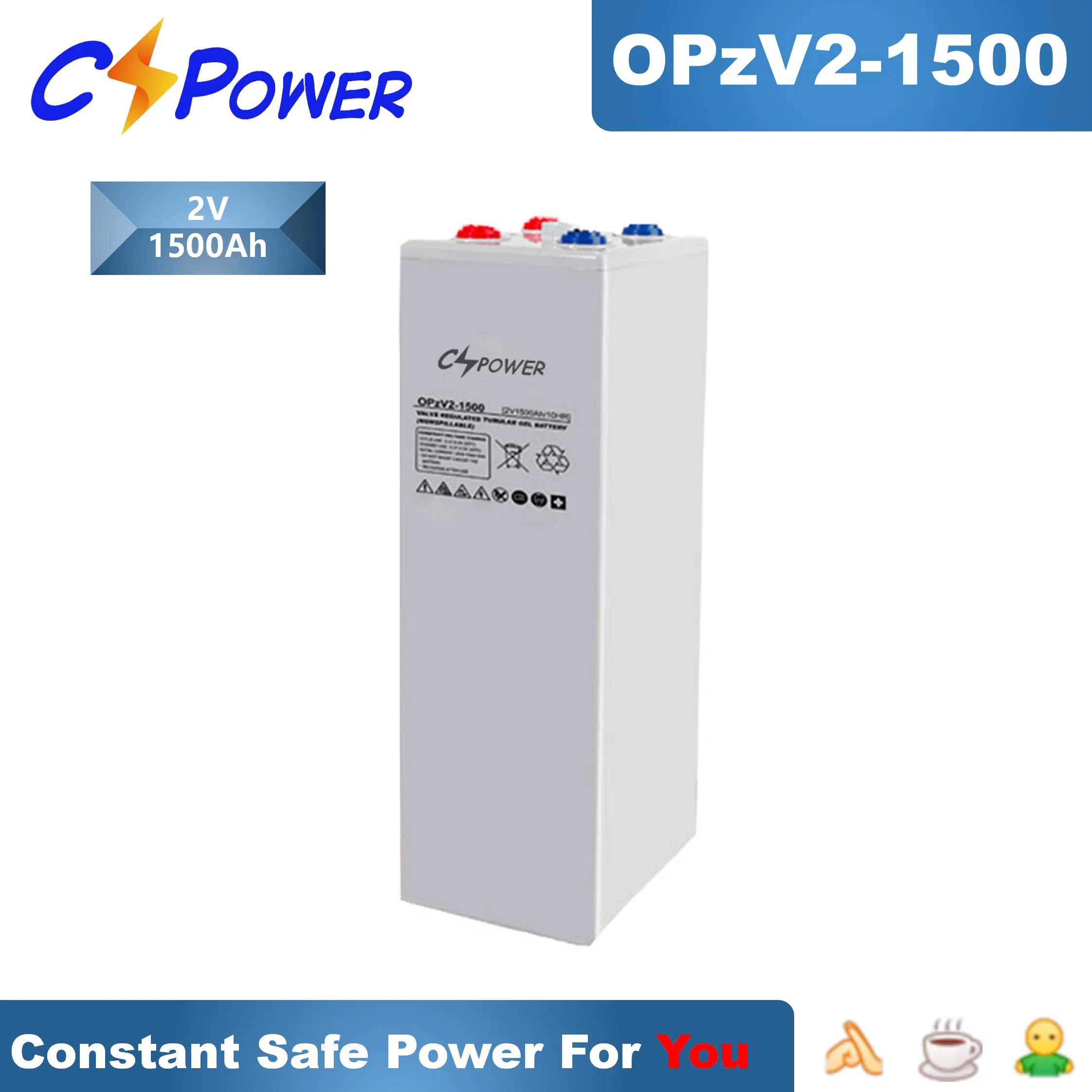 Batería Solar de Almacenamiento de Energía Tubular-Gel de Ciclo Profundo Cspower 2volt-3000ah/2500ah/2000ah/1000ah Opzv para Proyectos Gubernamentales/Csg
