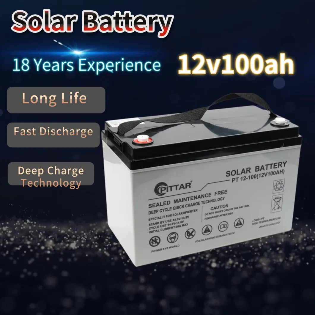 Batería de Gel de Plomo Ácido de Ciclo Profundo 12V 100ah para Sistema de Almacenamiento Solar en el Hogar