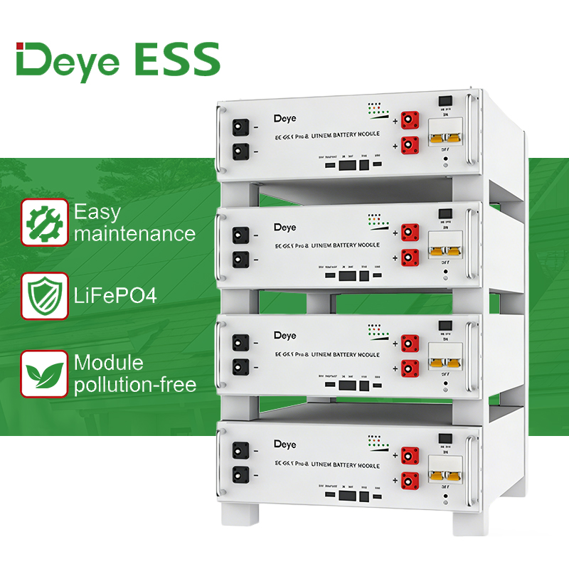 Baterías de Litio Montadas en Rack Deye 5.12kwh Baja Tensión 51.2V 100ah Batería de Polímero de Litio para Almacenamiento de Energía en el Hogar para Sistema Solar