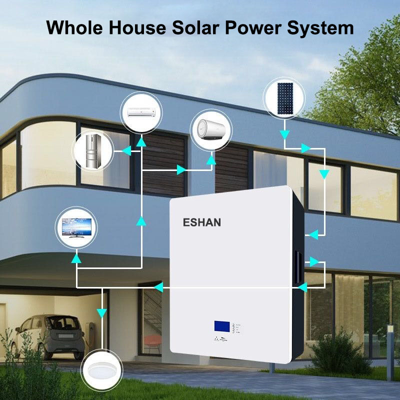 Baterías de Ión de Litio Personalizadas 5kwh Paquetes de Almacenamiento de Energía Solar para el Hogar Respaldo de Energía de Emergencia Montadas en la Pared Batería de Litio