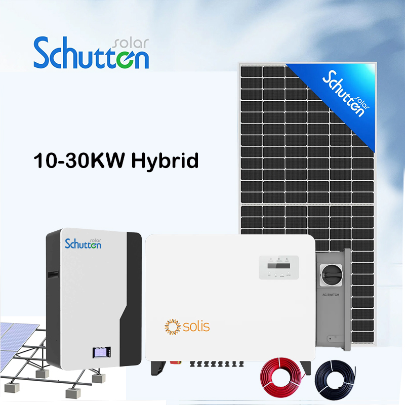 Kit de Sistema de Energía Solar Conectado a la Red Schutten 10kw/15kw/20kw/50kw Conjunto de Baterías de Almacenamiento de Energía Solar Híbrido