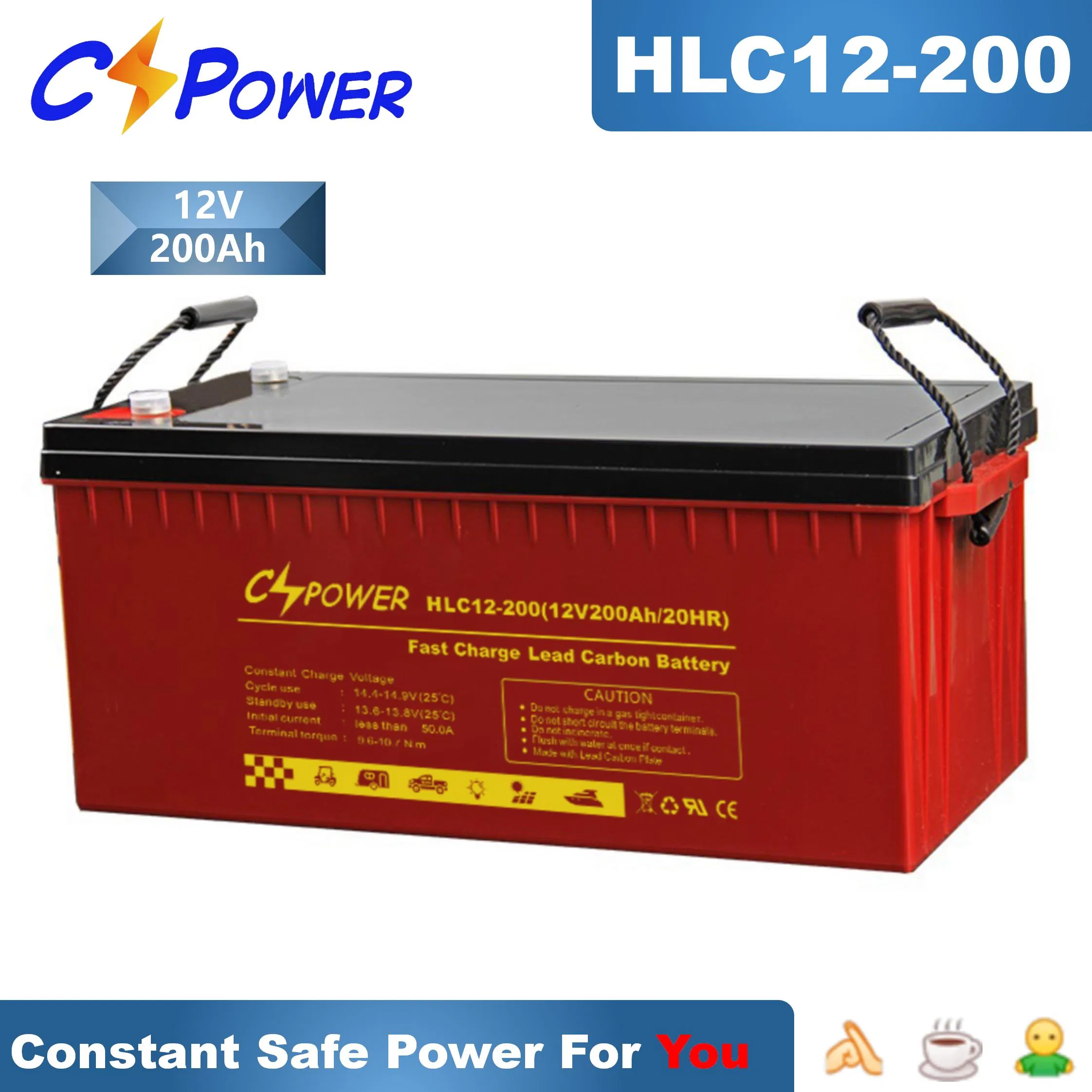 Batería de Carbono de Plomo Recargable de Ciclo Profundo de Larga Duración y Carga Rápida Cspower 2V/6V/12V 100ah/200ah/250ah/400ah para Sistema de Almacenamiento de Energía Solar