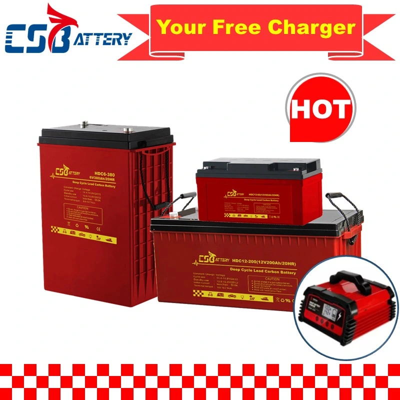 Csbattery 6V420ah Batería de Plomo-Carbono de Ciclo Profundo de Calidad Trojan para Inversor Solar Herramienta Eléctrica Scooter Bicicleta Vehículo/CSR