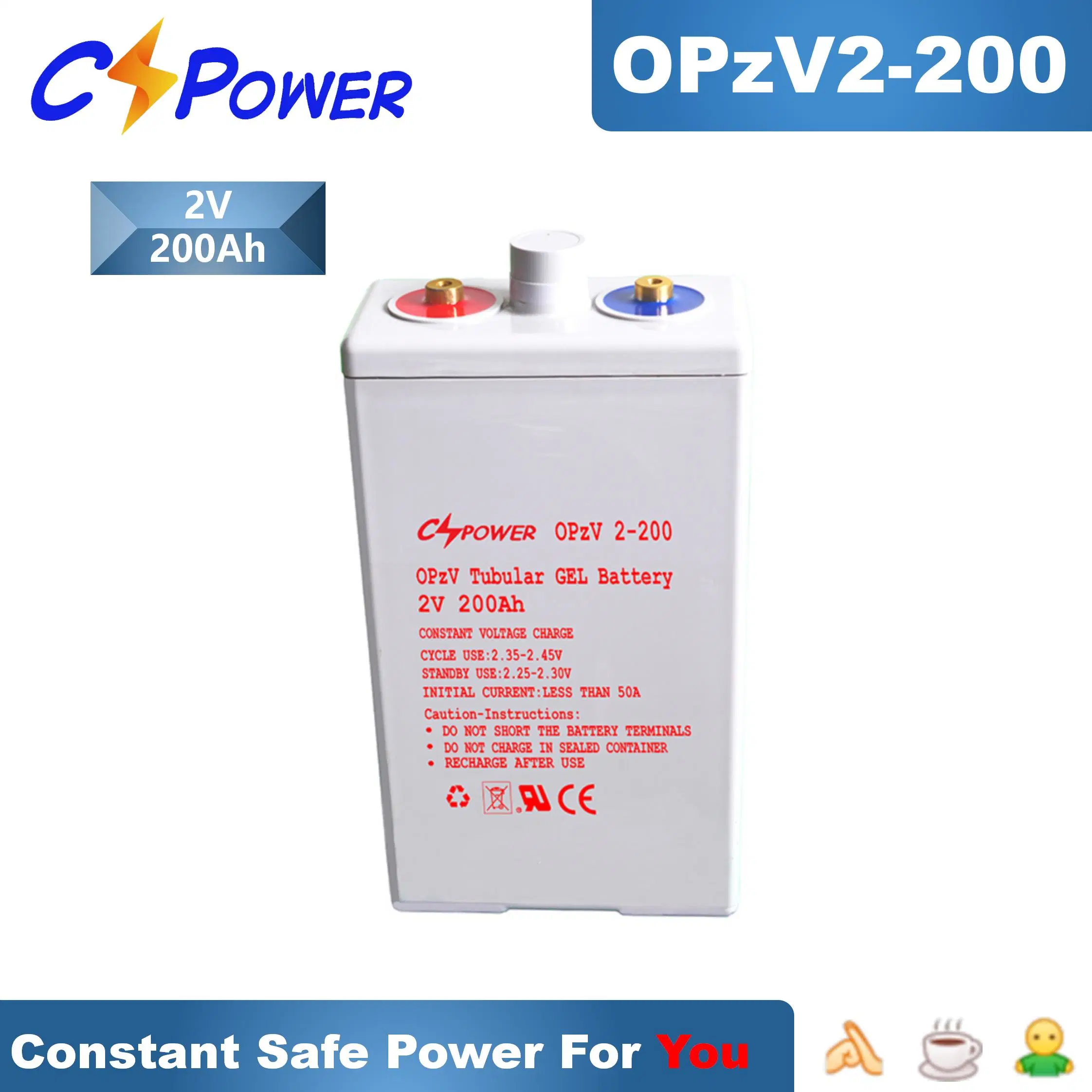 Batería Solar de Almacenamiento de Energía Tubular-Gel de Ciclo Profundo Cspower 2volt-3000ah/2500ah/2000ah/1000ah Opzv para Proyectos Gubernamentales/Csg