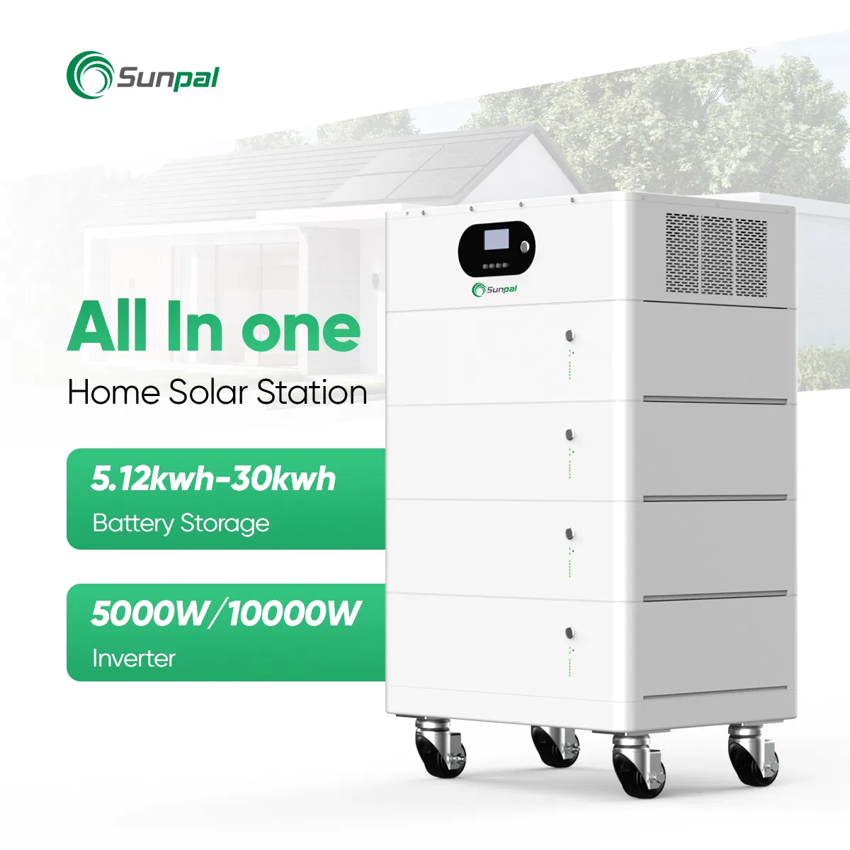 Batería Solar Todo En Uno Portátil Alimentada por Batería de Litio Ion de Sunpal Solar 40kW 30kWh 15kW 20kW Lifepo4