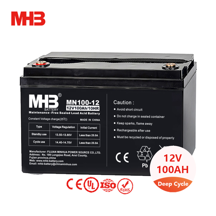 Batería de Gel de Ciclo Profundo Mhb 12V100ah para Inversor, Congelador, Pulverizador, Bomba, Generador, Luz Solar, Motor Sumergible, Scooter Eléctrico, Excavadora
