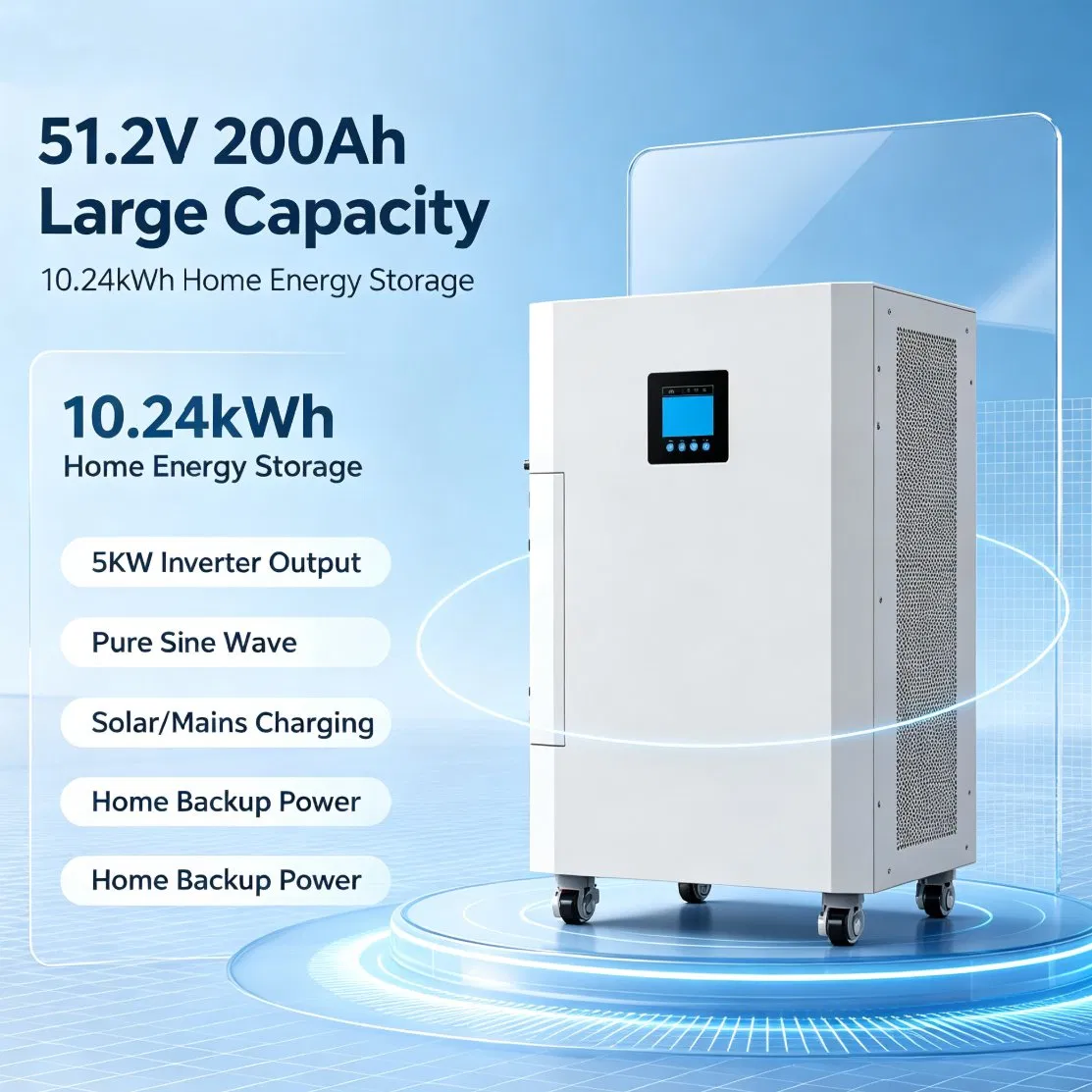 Máquina de Almacenamiento de Energía Solar Residencial Todo en Uno 5kw Sistema de Almacenamiento Solar Fuera de la Red con Onda Sinusoidal Pura y Batería de Litio Integrada