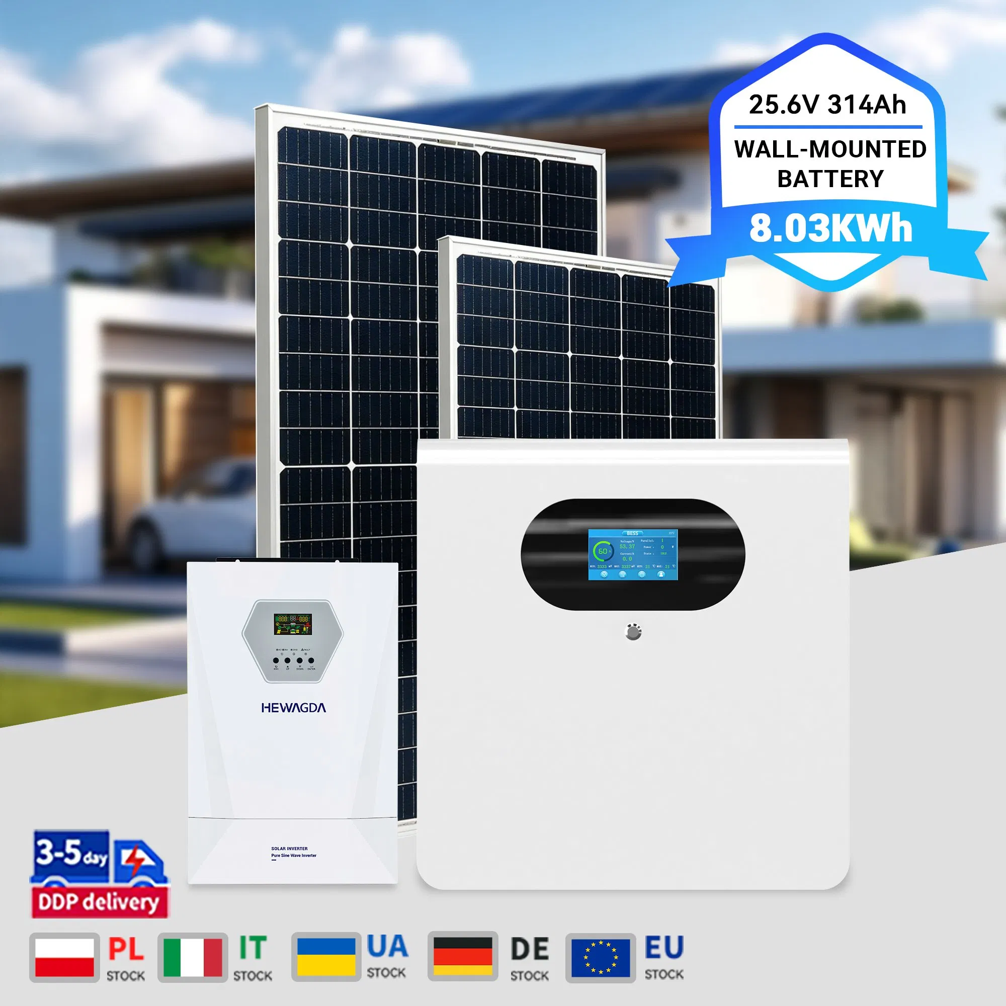 Batería de Bajo Voltaje Seguro LiFePO4 25.6V 314ah 8.03kwh Montada en la Pared para Sistema Solar/Off-Grid con Comunicación Can