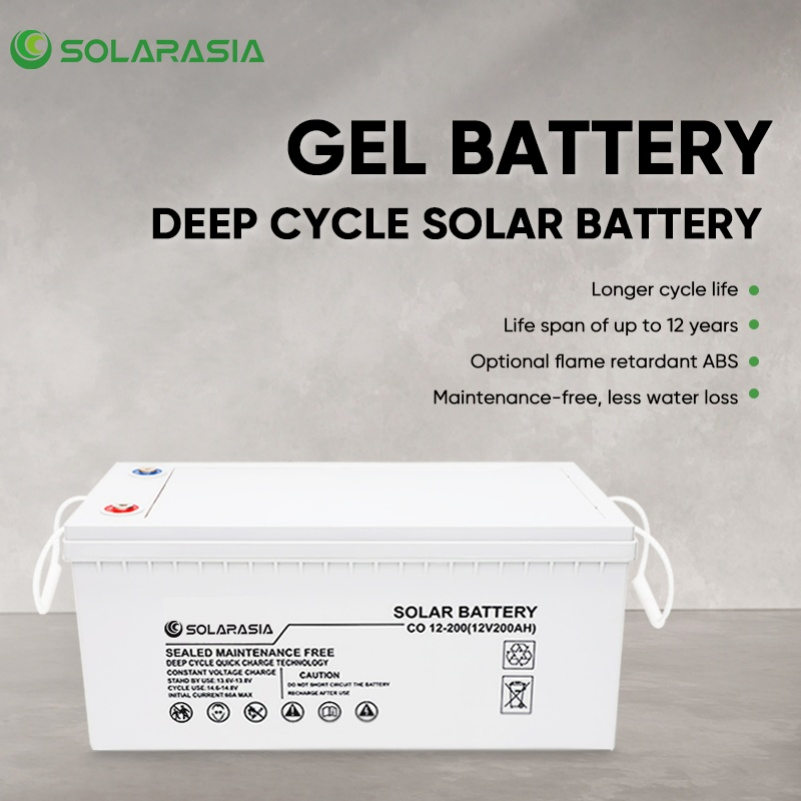 Batería de Ciclo Profundo 12V 24V 200ah Batería de Gel de Plomo Ácido para Almacenamiento Off Grid Solar Batería de Gel Eléctrica 12V Batería Recargable para Almacenamiento de Energía en el Hogar