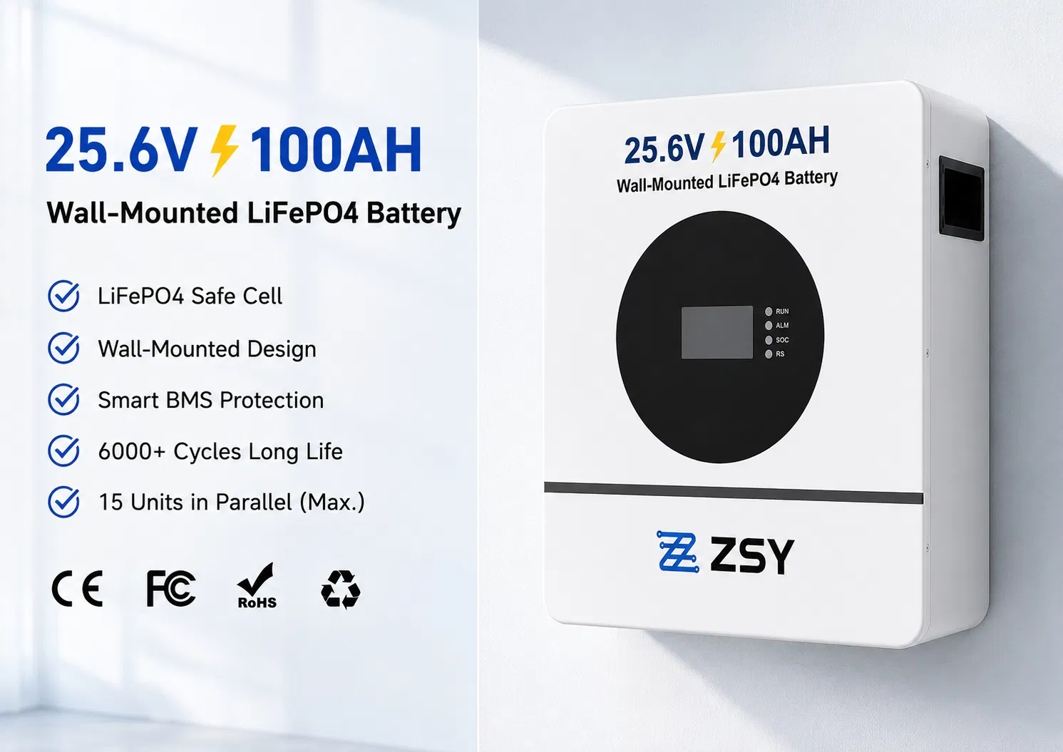 2.56kwh Paquete de batería para sistemas de respaldo solar residencial