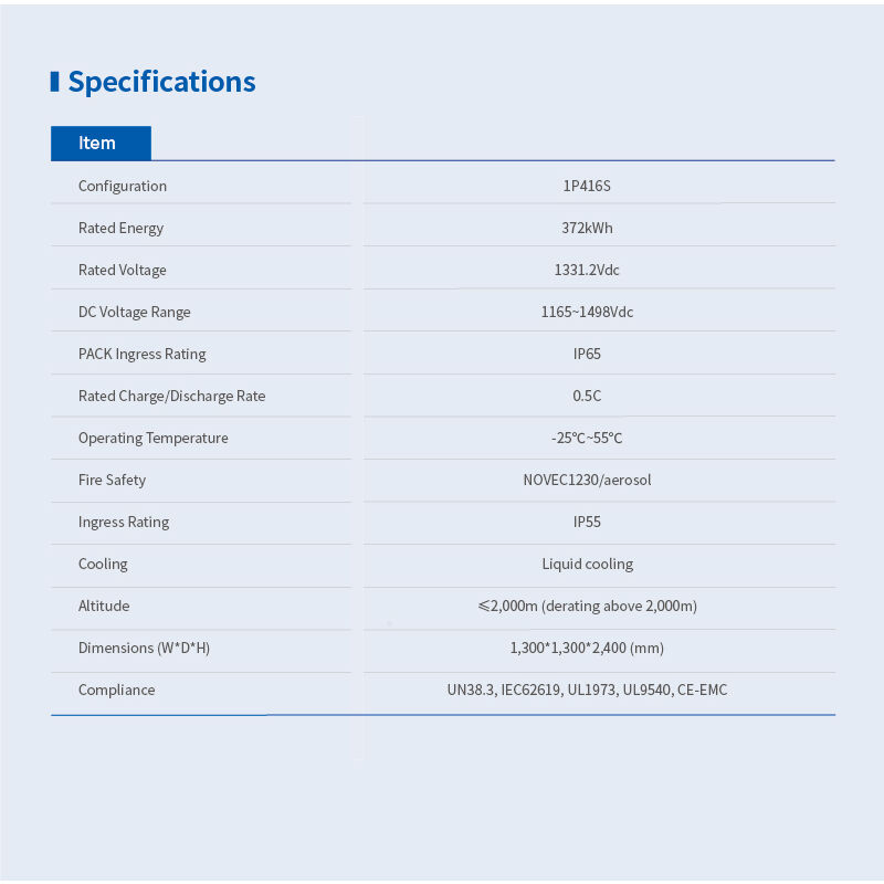 Enfriamiento Eficiente 372kwh Batería de Almacenamiento de Energía Solar con Certificación CE