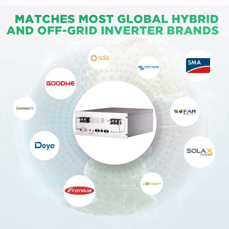 Sail Solar 51.2V 100ah 5.12kwh Sistema de Almacenamiento de Energía Modular de Batería de Litio Montado en Rack LiFePO4 Módulo 5kwh 10kwh 16kwh Batería de Litio