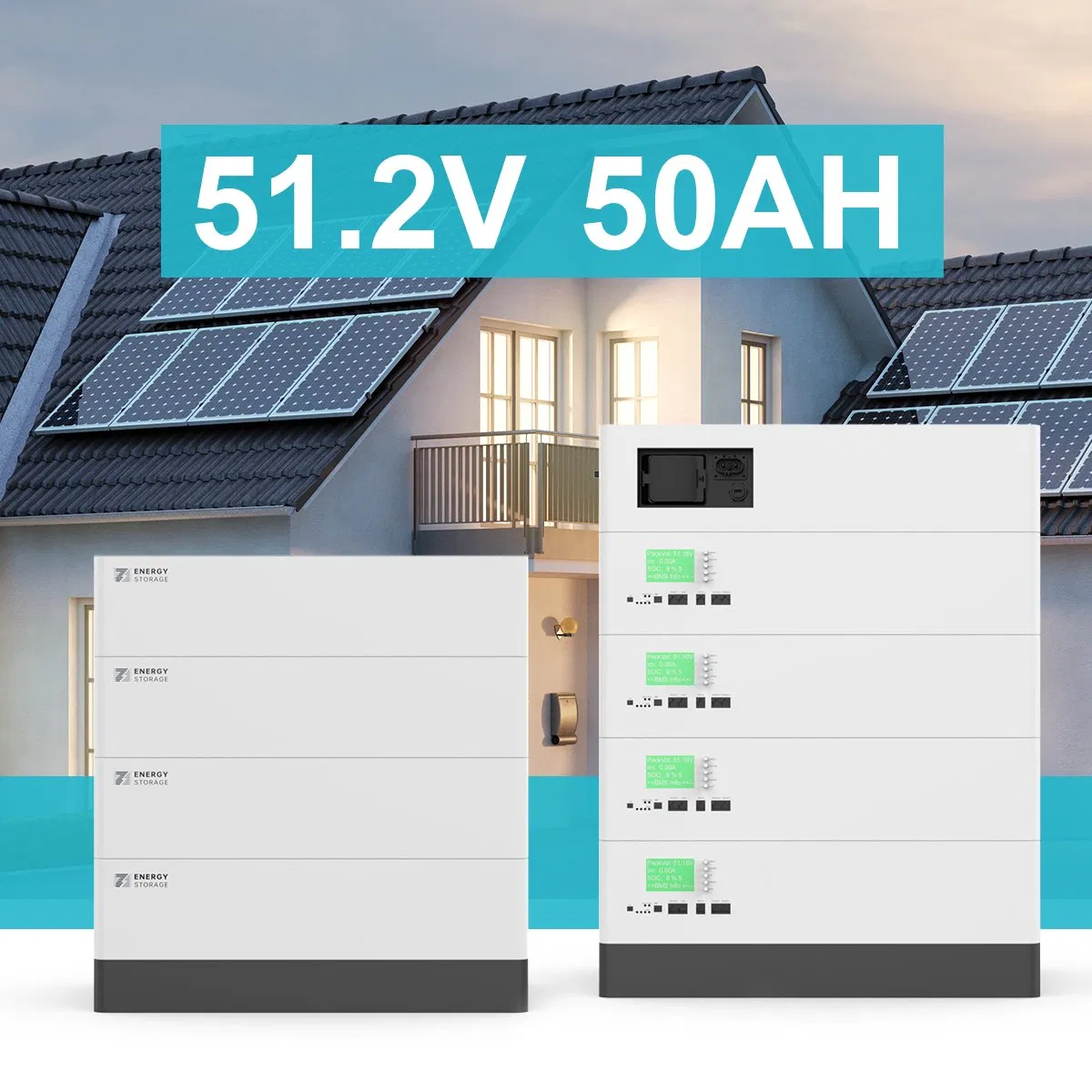 Sistema de Almacenamiento de Energía Baterías de Litio Hierro Apilables 51.2V 5kwh Almacenamiento de Energía Solar para Uso Doméstico