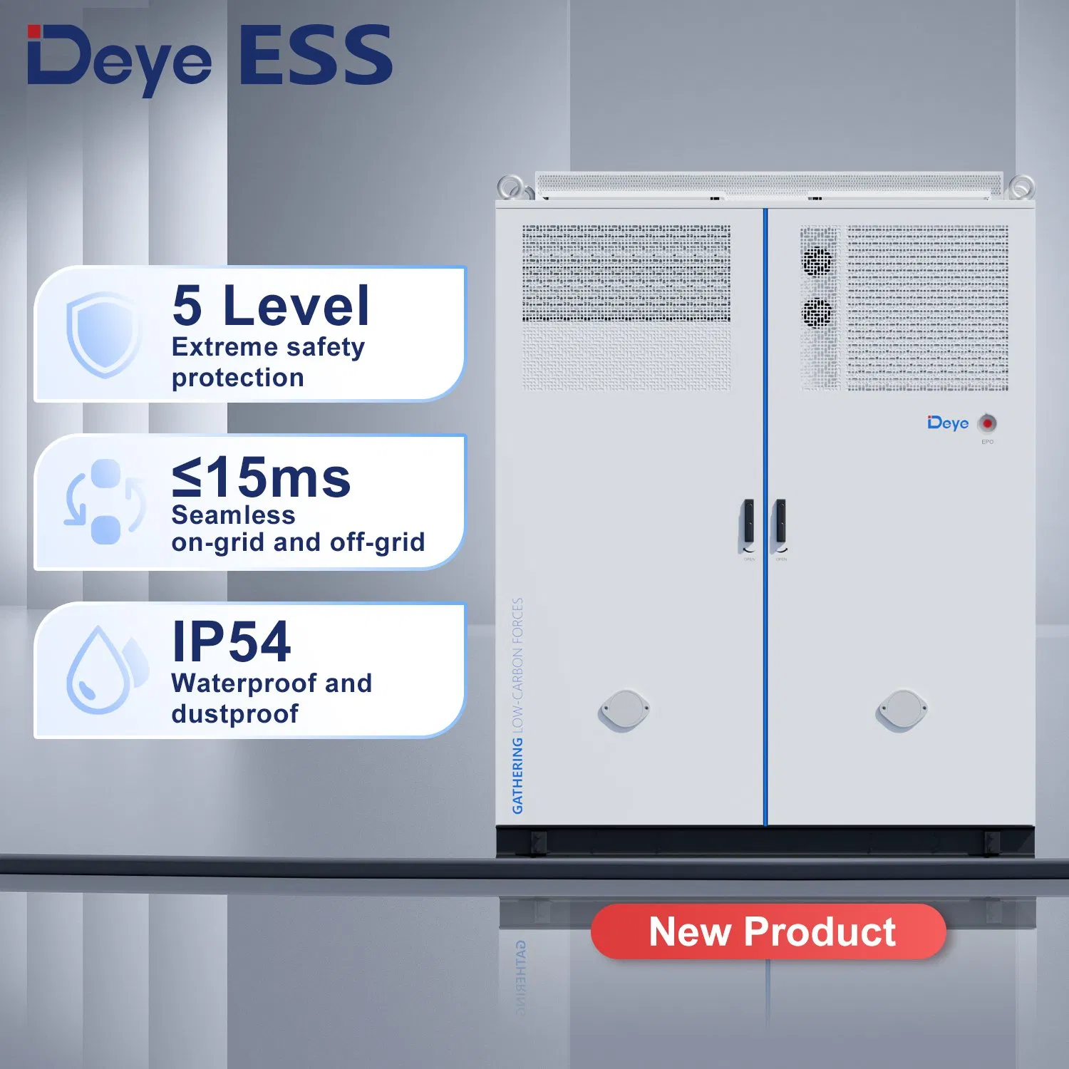 Sistema de Almacenamiento de Energía Comercial e Industrial de Batería de Litio Solar con Refrigeración Líquida Deye Ess Mc-L430-2h2 200kwh