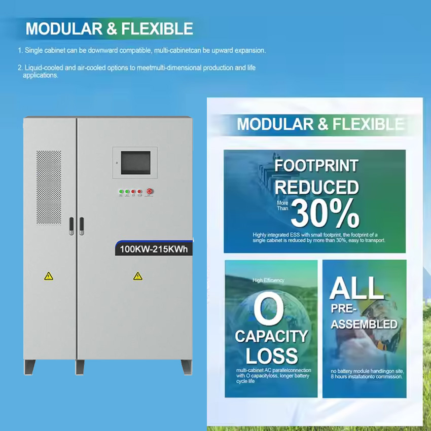 Gabinete de Almacenamiento de Energía Industrial y Comercial 200kw Batería Solar de Alto Voltaje 100kwh Batería de Iones de Litio 200kwh