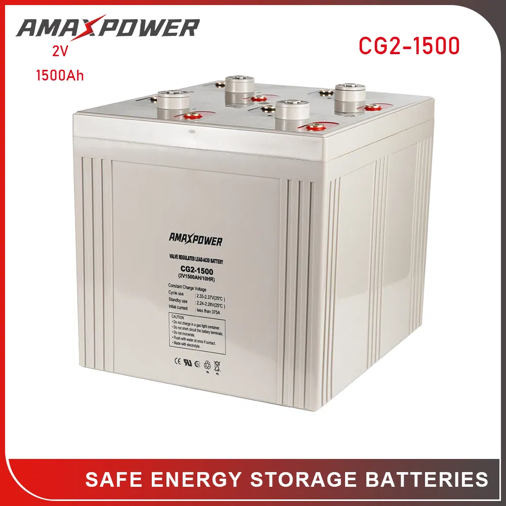 Batería de Ácido Plomo Ciclo Profundo AGM VRLA Sellada Recargable Amaxpower para Sistema de Almacenamiento de Energía Solar de Telecomunicaciones en el Hogar Vs Trojan Vision 2V 500ah/800ah/1000ah