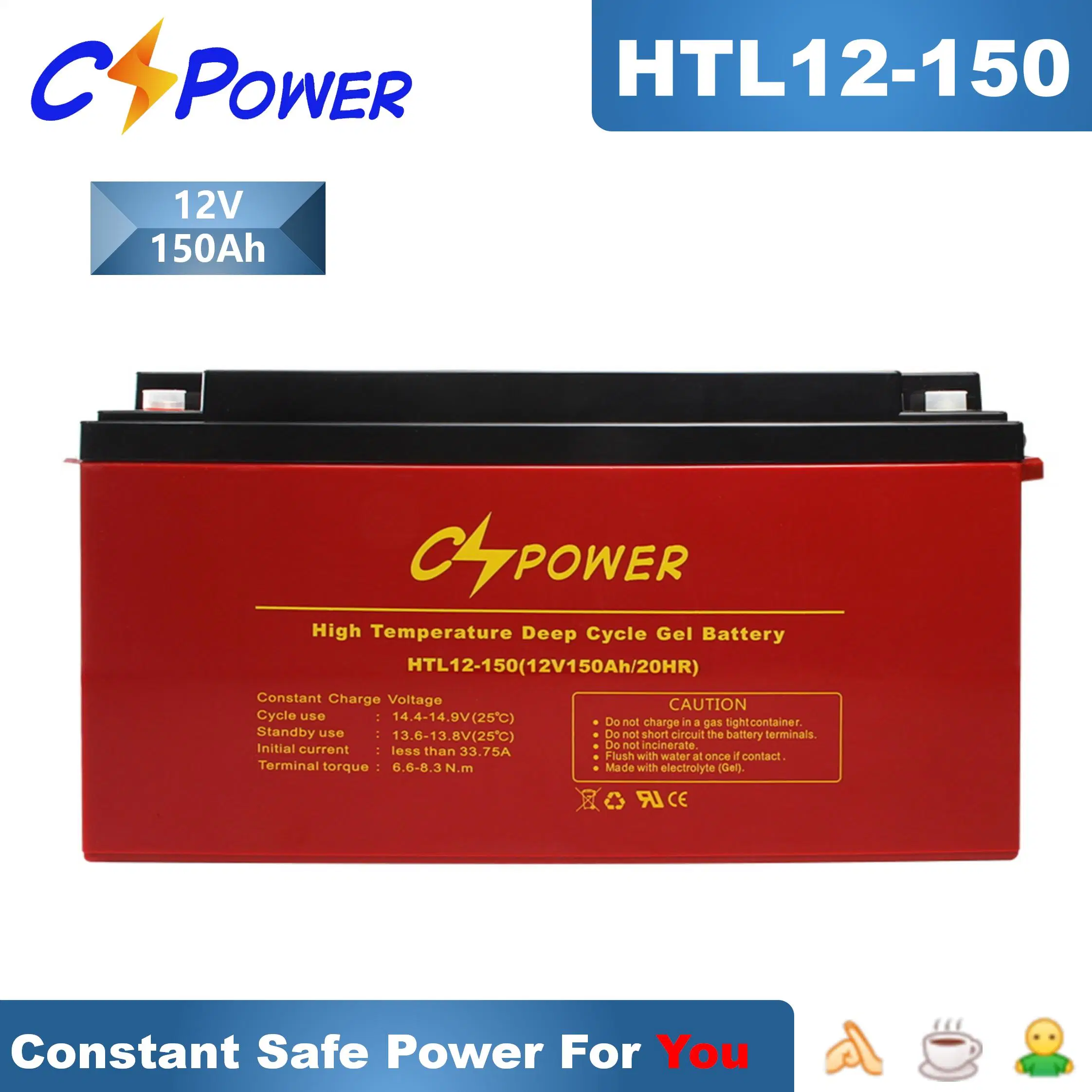 Batería de ciclo profundo de gel solar de alta temperatura Cspower 12V 100ah/200ah/300ah recargable VRLA - batería industrial SMF para sistema de panel solar Csj
