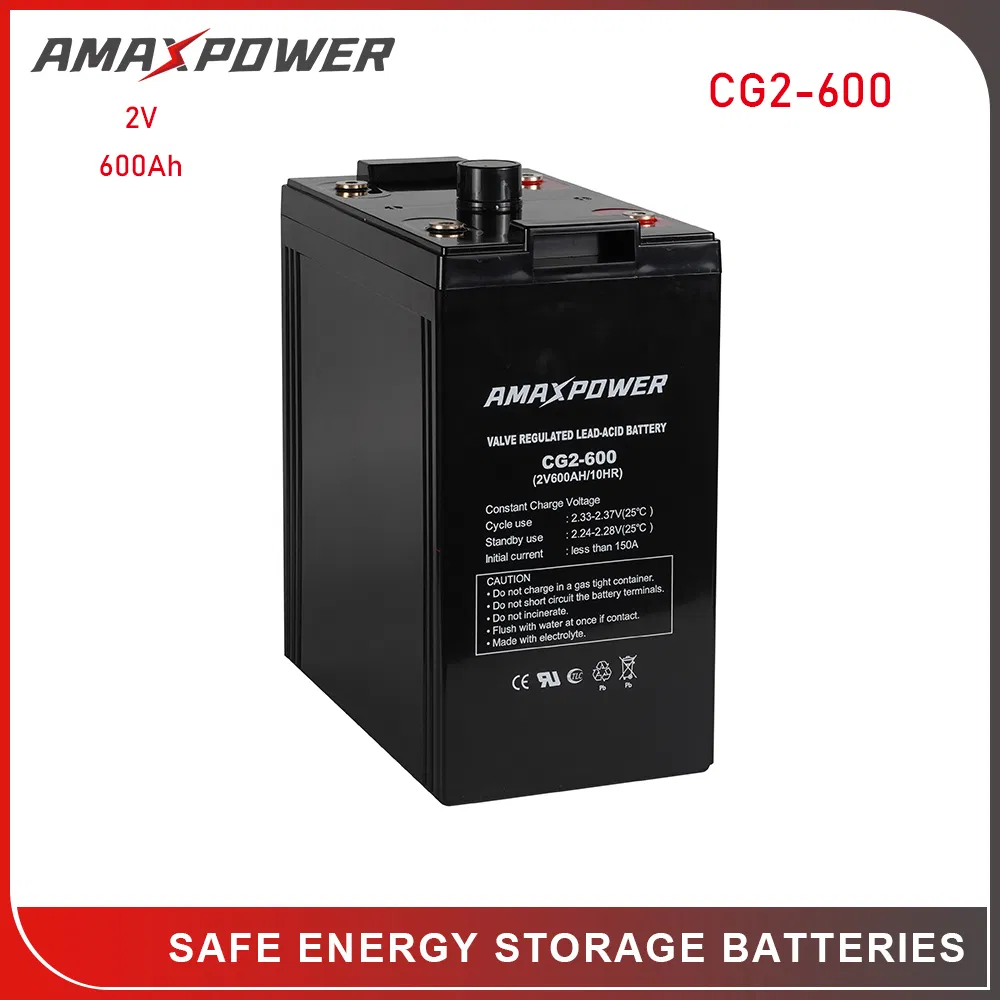Batería de Ácido Plomo Ciclo Profundo AGM VRLA Sellada Recargable Amaxpower para Sistema de Almacenamiento de Energía Solar de Telecomunicaciones en el Hogar Vs Trojan Vision 2V 500ah/800ah/1000ah
