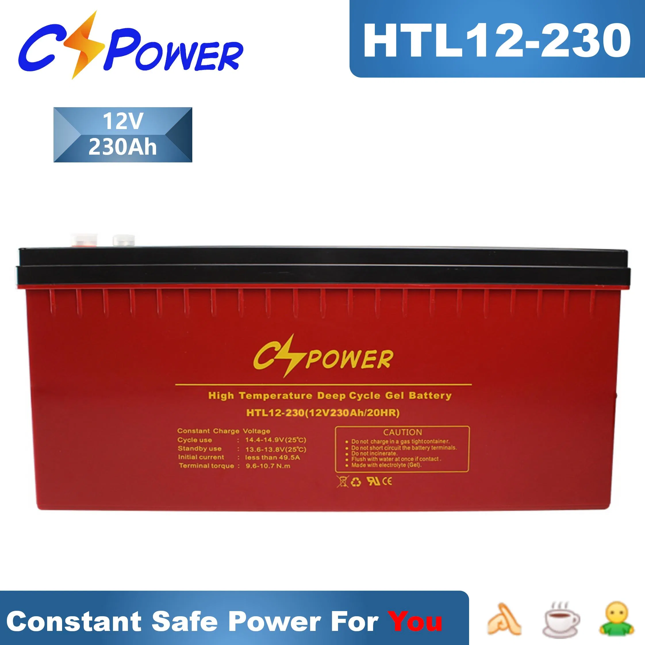 Batería Solar de Gel de Ciclo Profundo Cspower con Certificado IEC Htl12-200 12V 200ah CE 61427/IEC 60896/