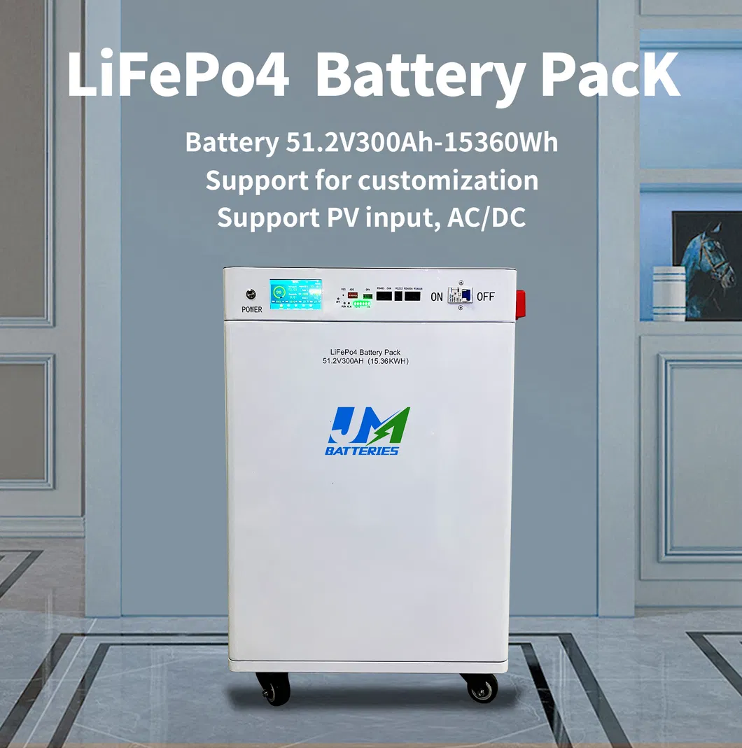 Batería de Energía Portátil 48V 51.2V 300ah Batería de Iones de Litio 15kwh LiFePO4 Sistema Solar de Batería para el Hogar