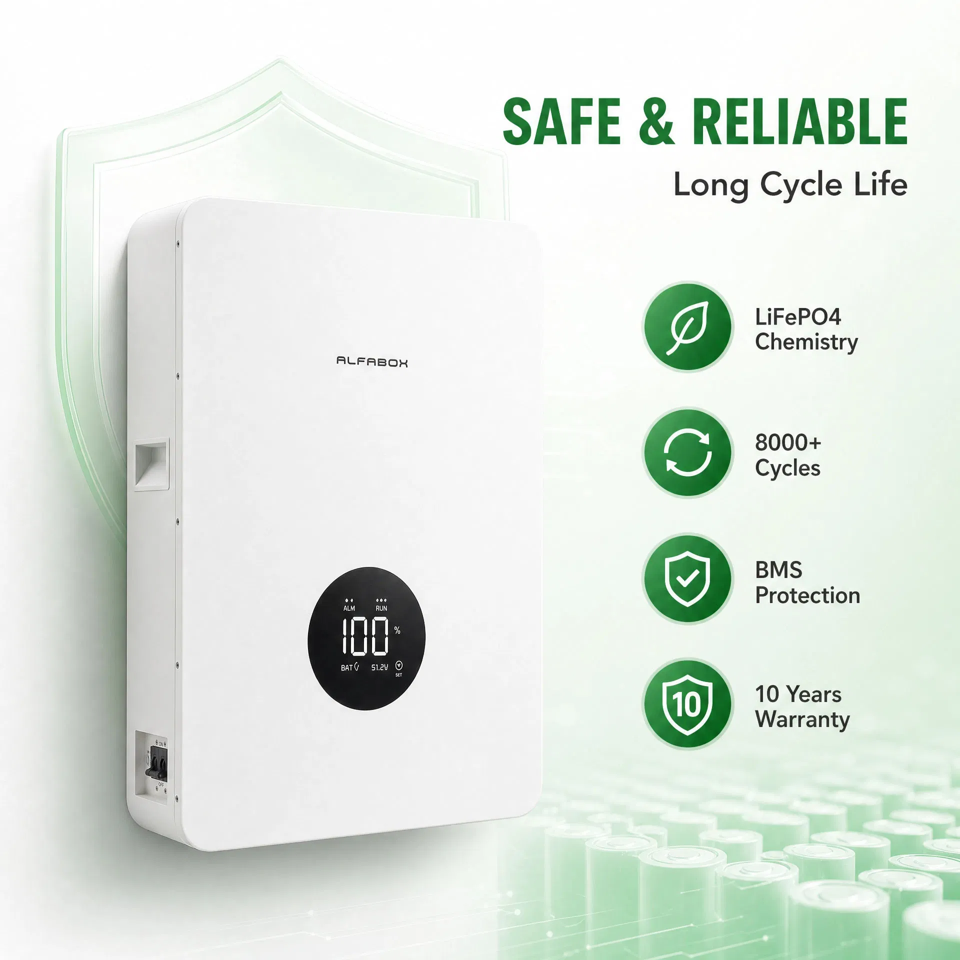 Tipo de Pared LiFePO4 Batería de Panel Solar para Almacenamiento de Energía Residencial