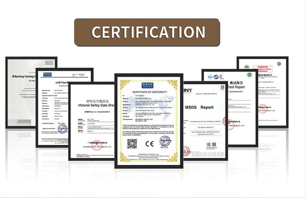 Certificaciones oficiales del sistema de batería de litio