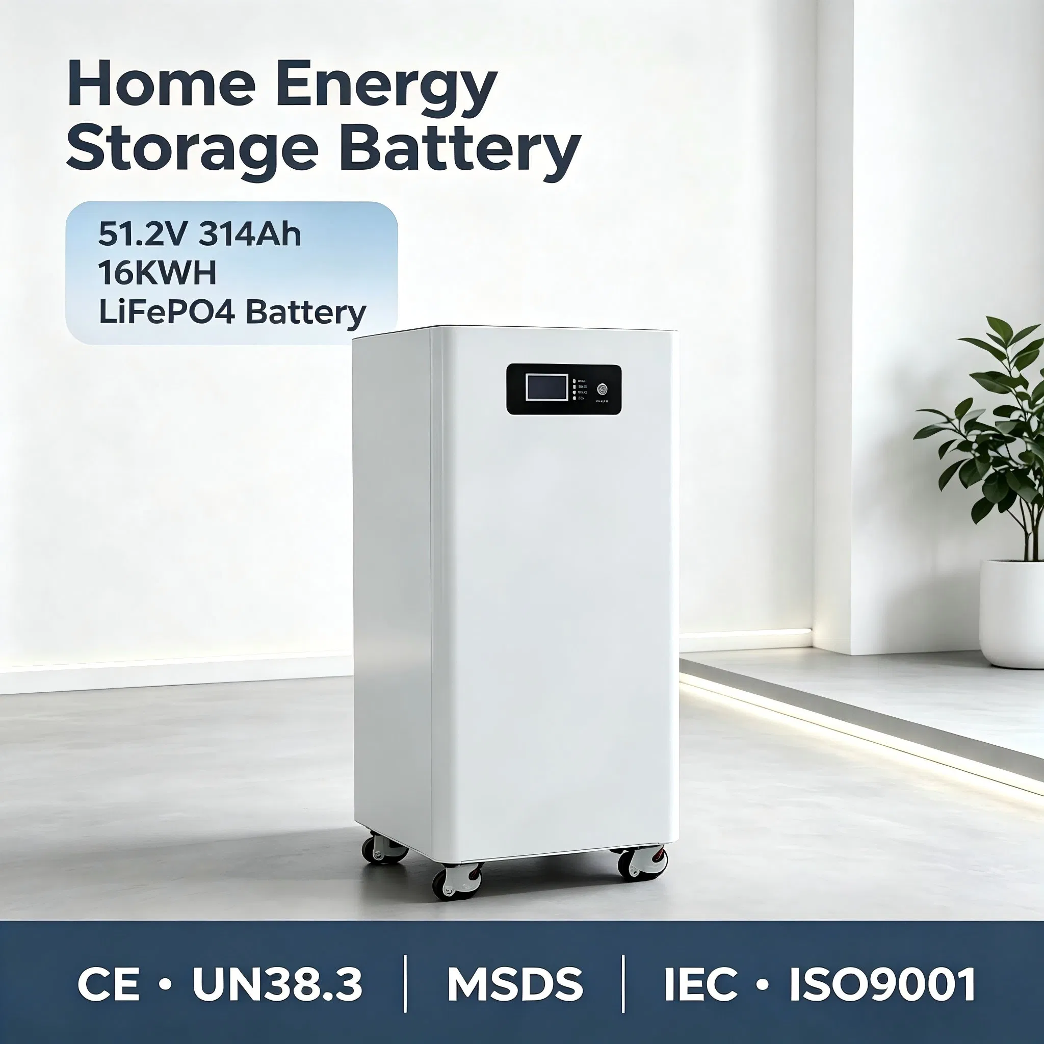 Enfriamiento Natural 16.07kwh Residencial LiFePO4 Paquete de Batería de Litio para Energía de Respaldo Solar