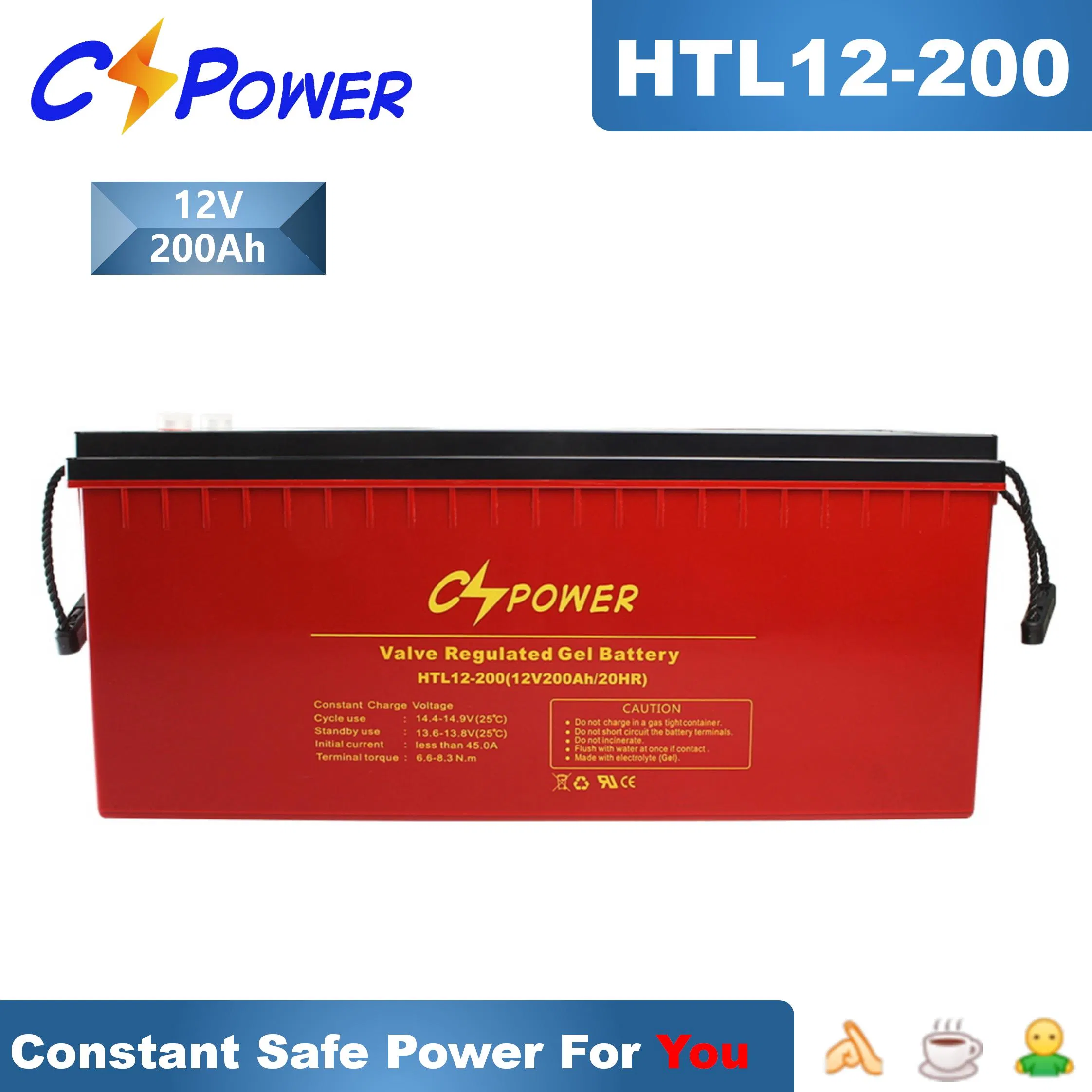 Batería de ciclo profundo de gel solar de alta temperatura Cspower 12V 100ah/200ah/300ah recargable VRLA - batería industrial SMF para sistema de panel solar Csj