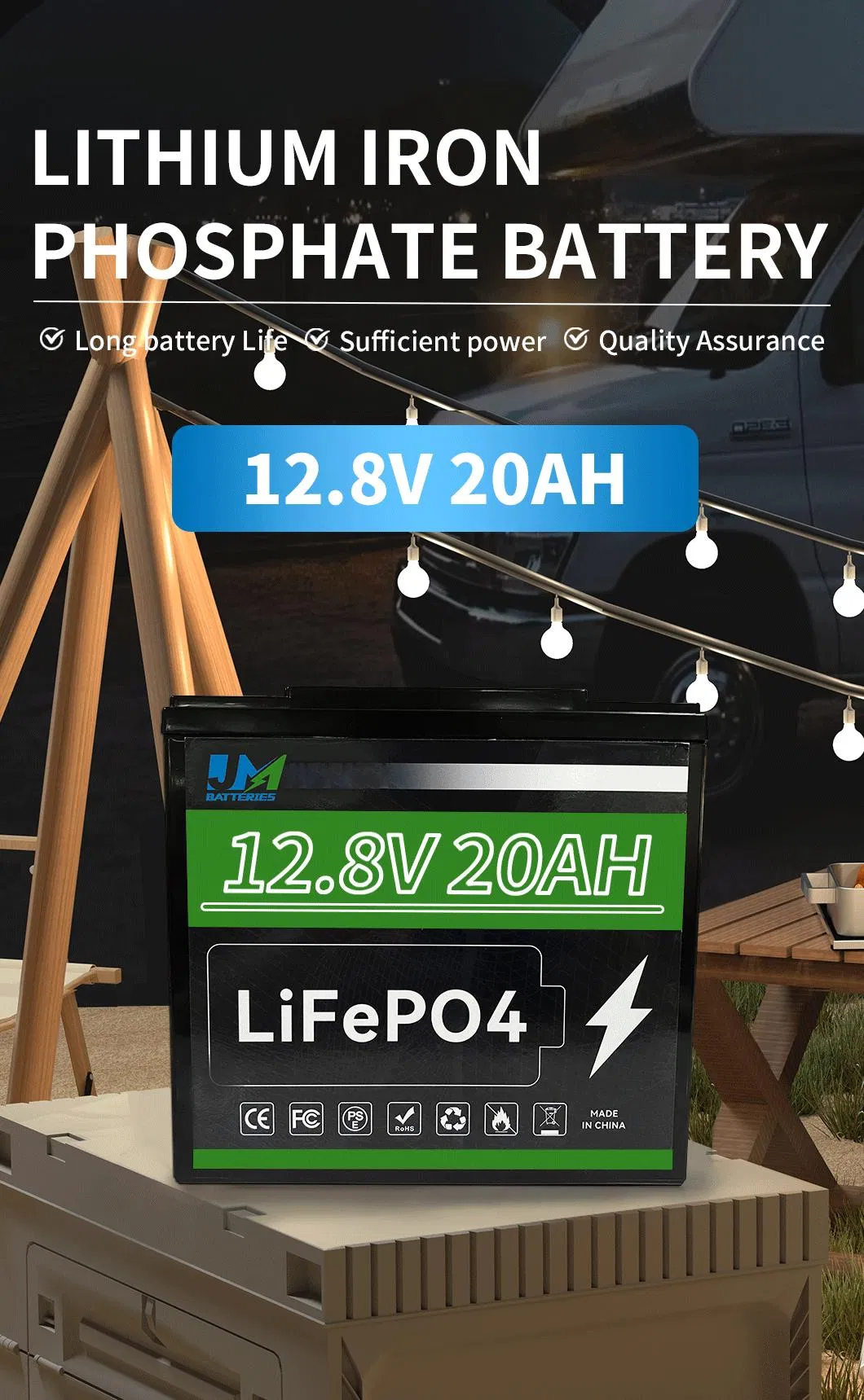 Estación de Energía Solar Personalizada 12.8V 20ah Paquete de Batería de Iones de Litio LiFePO4 Almacenamiento de Batería Recargable de Li-ion