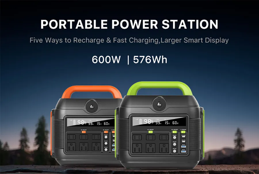Estación de energía portátil de 600W para exteriores y hogar