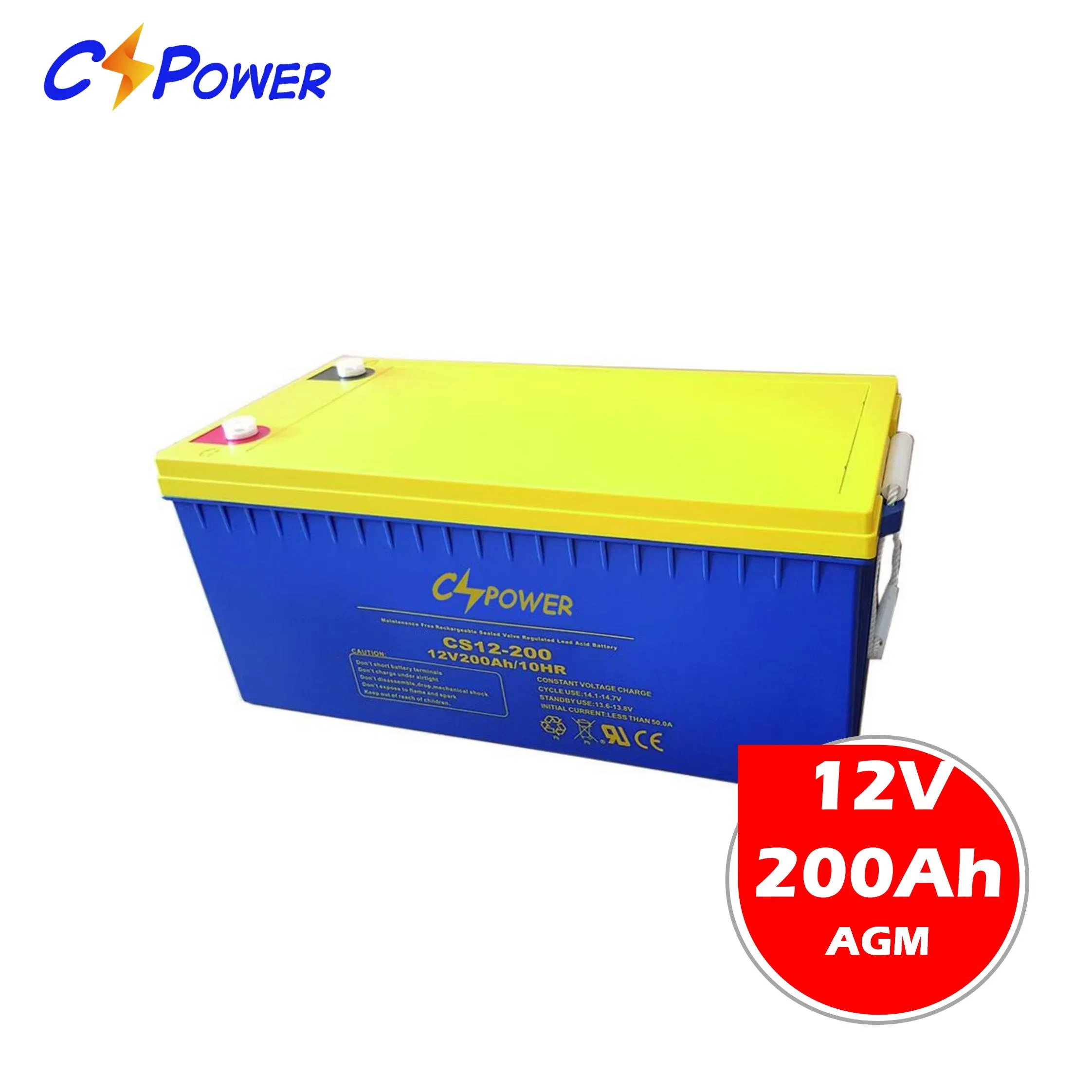 Acumuladores Cspower aprobados por IEC 12V 200ah Batería solar VRLA-AGM/UPS de respaldo - Mantenimiento de batería recargable de almacenamiento de ácido/ CSL